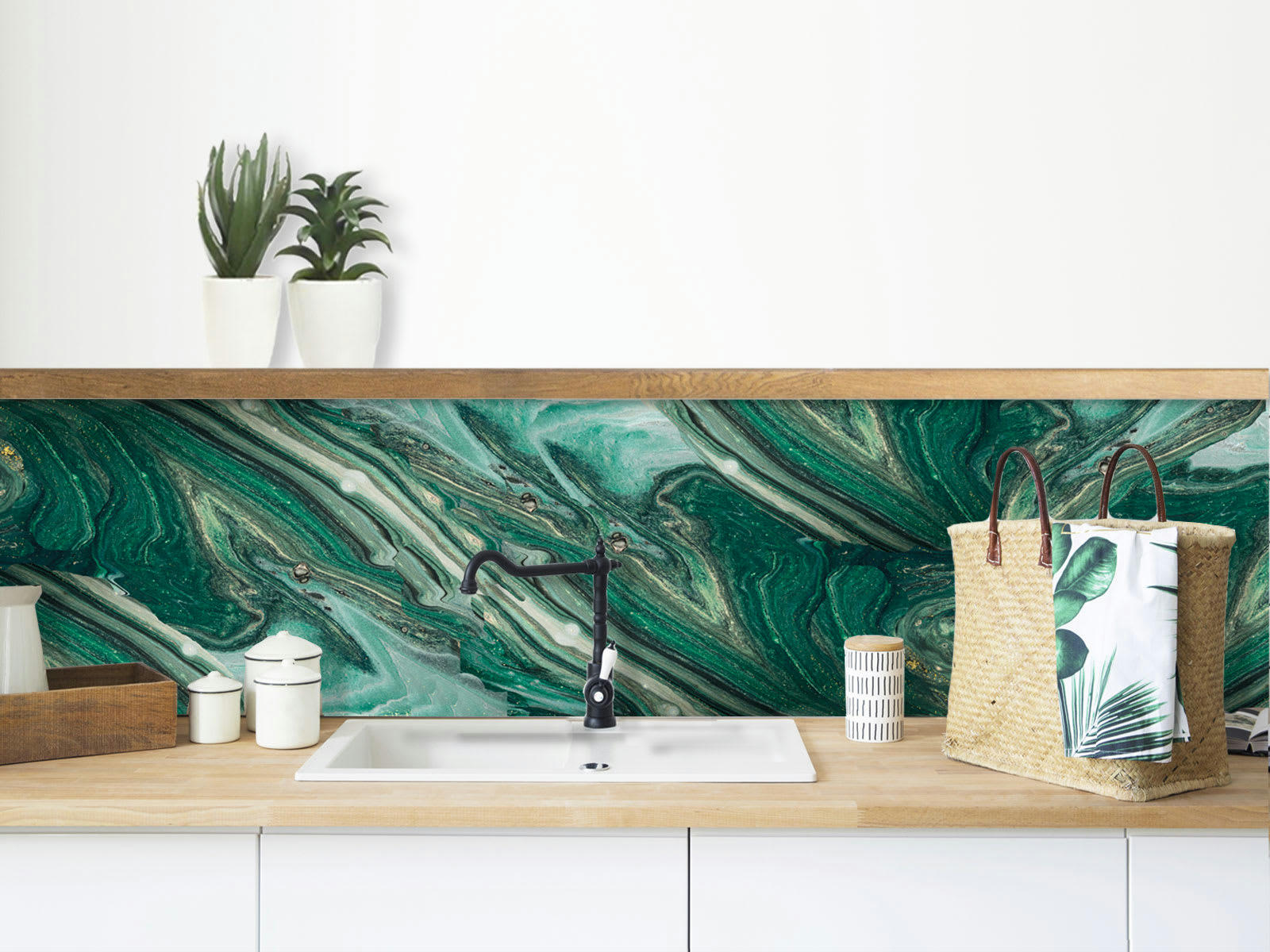 MARBRE - Crédence adhésive vert 400x40cm