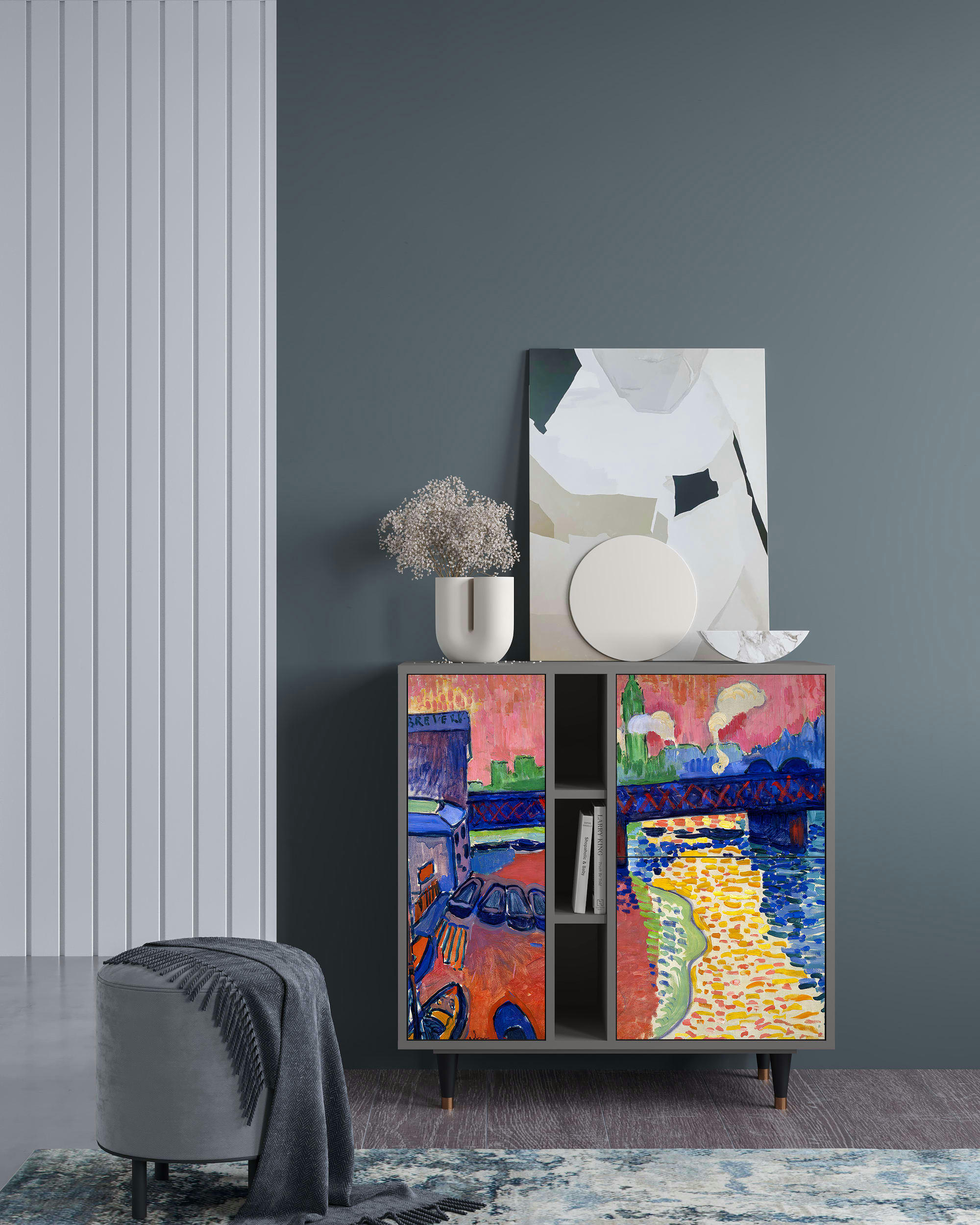 CHARING CROSS BRIDGE BY ANDRE DEAIN - Buffet  multicolore 3 portes L 94 cm