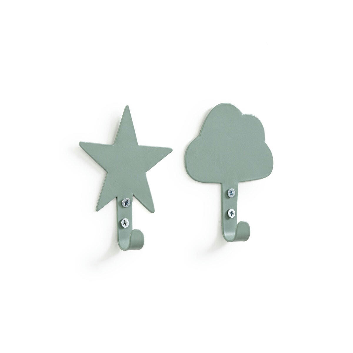 Lot de 2 patères en métal acier, Hiba