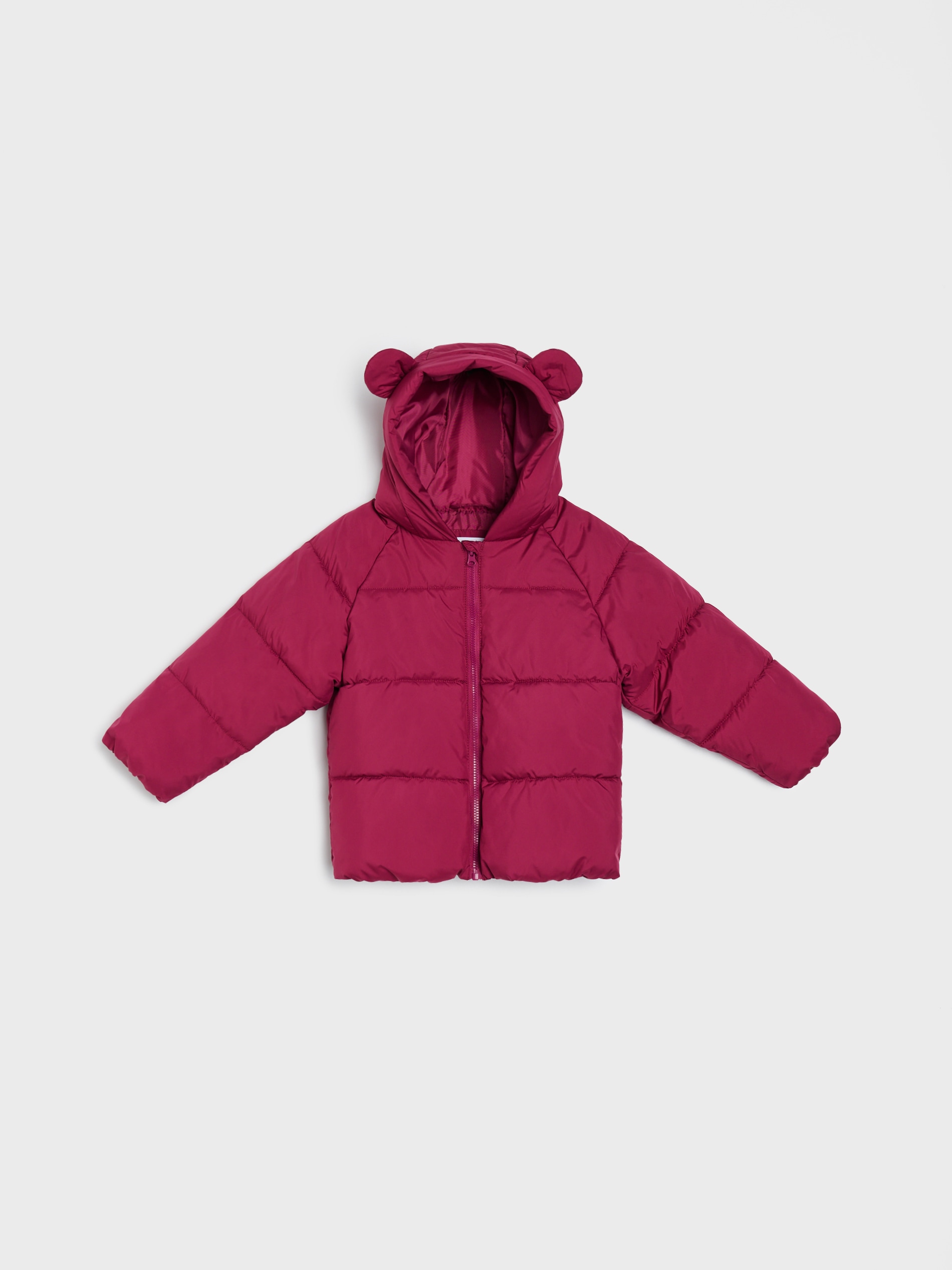 Pikowana kurtka puffer z kapturem z elementami 3D