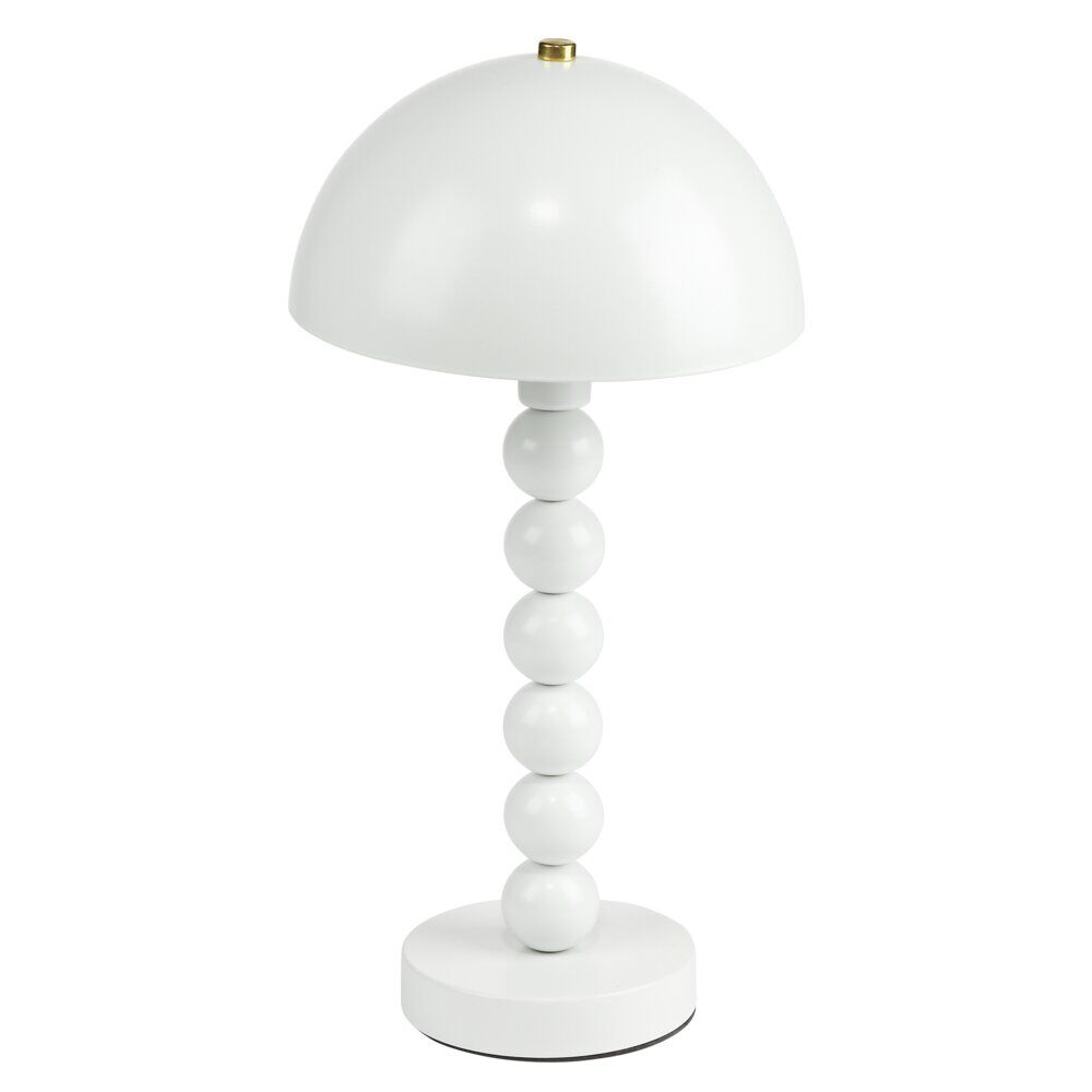 Lampe de table métal pied boules bois Ø20xH38cm (2 modèles blanc ou noir)