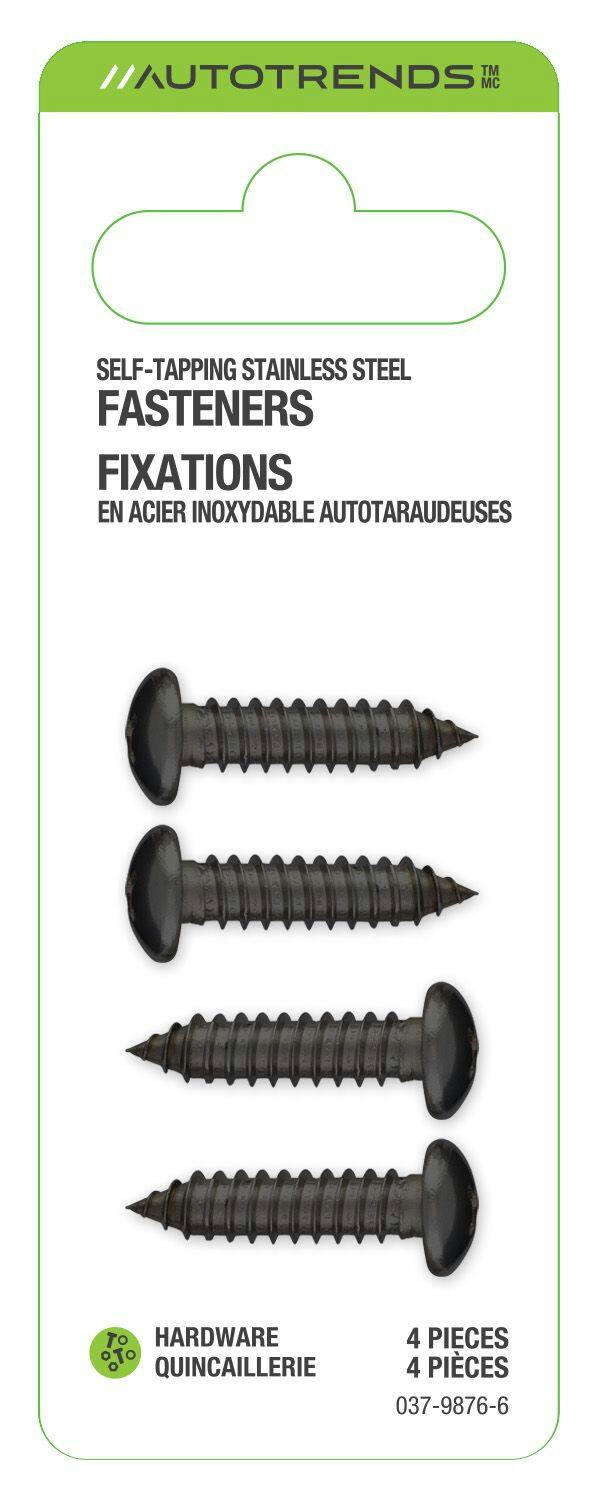 AutoTrends Self-Tapping License Plate Fasteners, Black