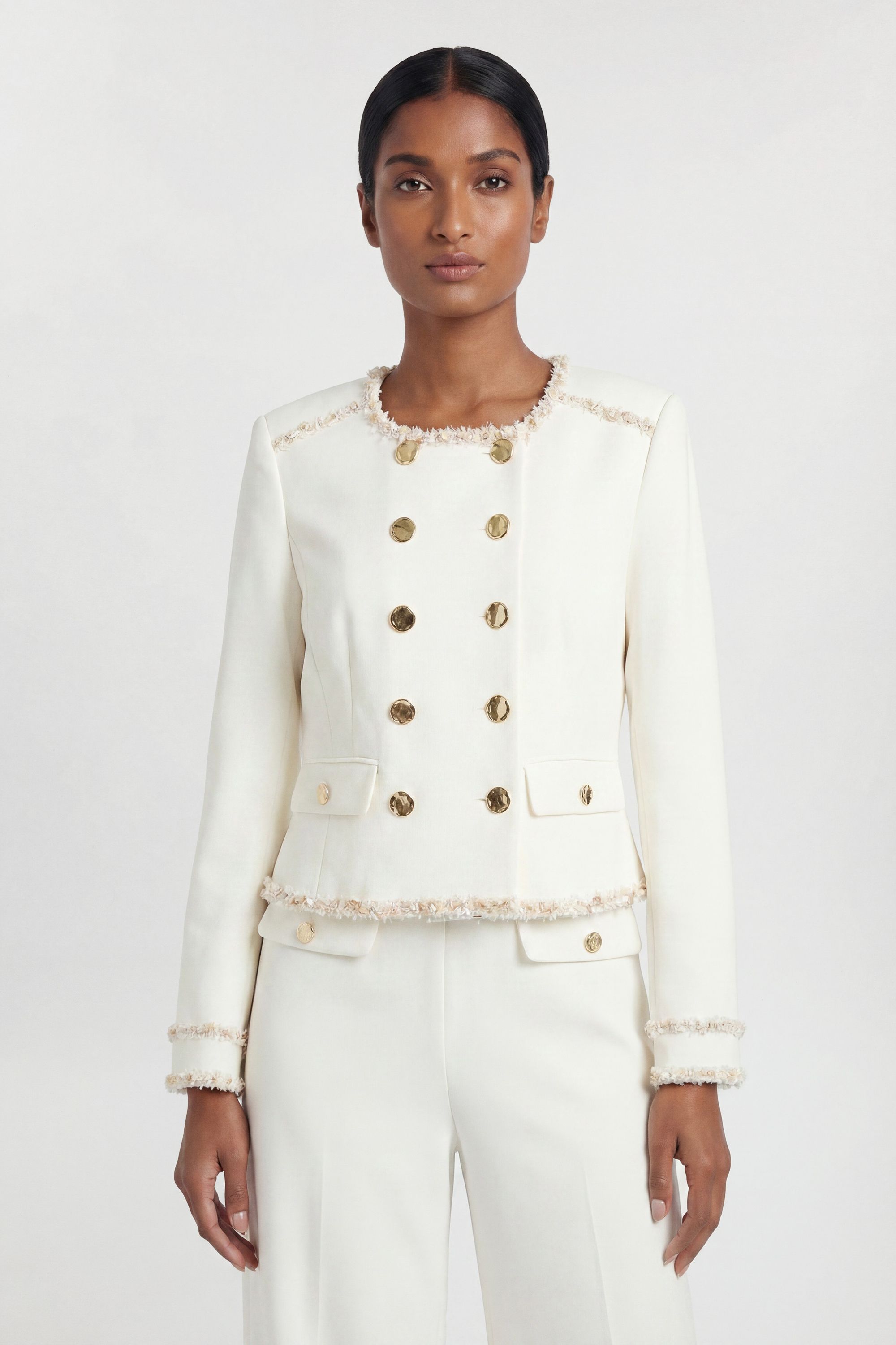 KarenMillen Compact Stretch Embellished Trim Tailored Jacket