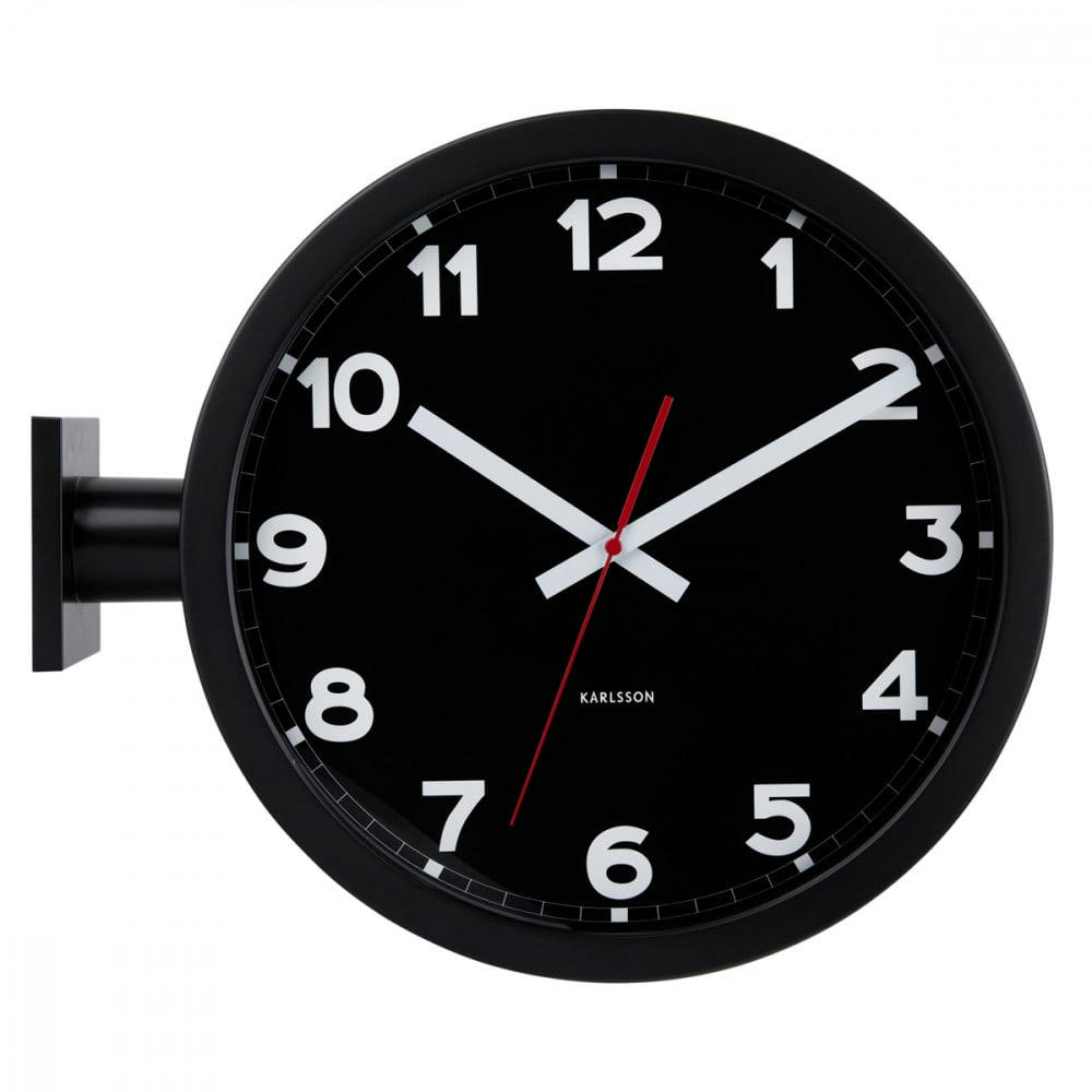 NEW CLASSIC DOUBLE SIDED - Horloge murale double face h38cm aluminium noir