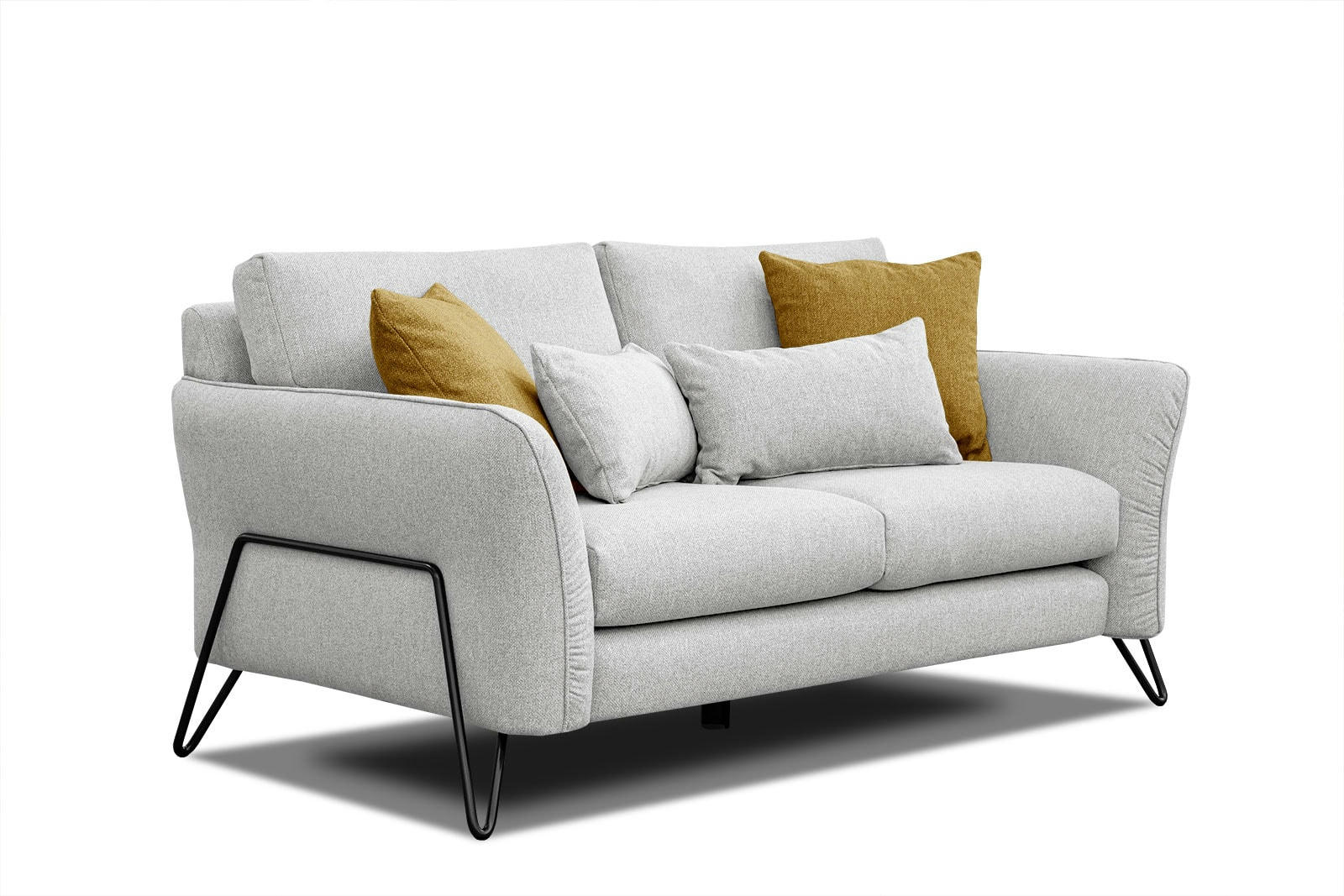 LOREM - Canapé droit 2 places tissu gris clair