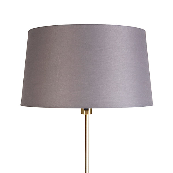 Lampadaire or/laiton avec abat-jour en lin gris 45 cm - Parte