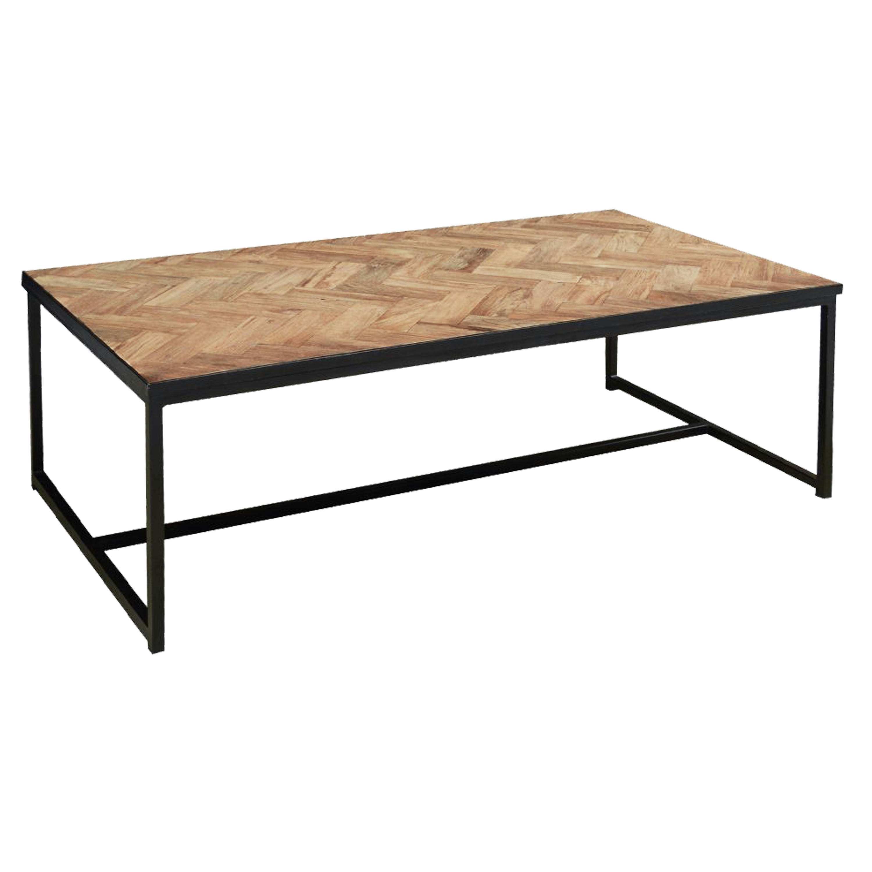 BIARRITZ - BIARRITZ-Table basse 120x65cm en Teck massif et métal noir