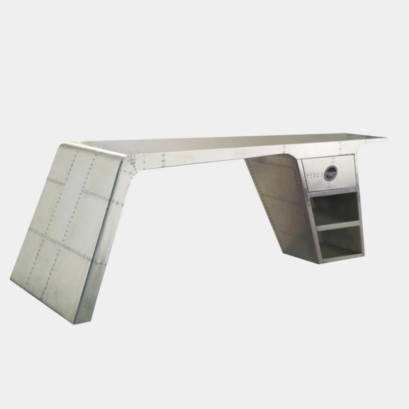 Metolic Aluminum Desk, Silver Roadie Desk