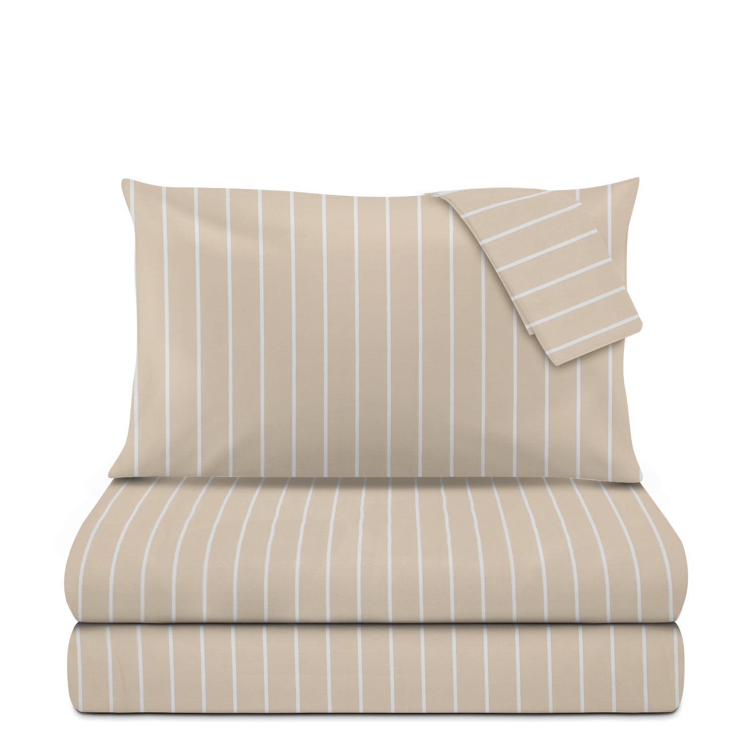 Completo letto matrimoniale policotone righe sabbia