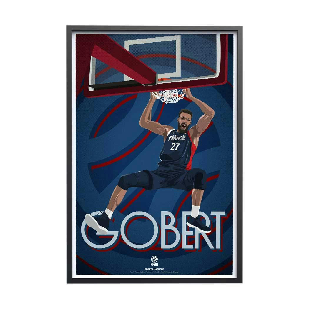 BASKETBALL - Affiche BASKET- Team France Basket Rudy Gobert 30x40 cm