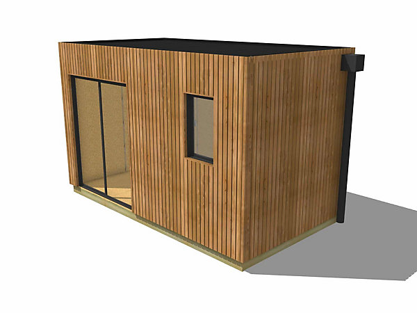 Bureau de jardin ossature bois en bois 4,4 x 2,4 x 2,7 m avec plancher isolé / menuiseries alu k-line