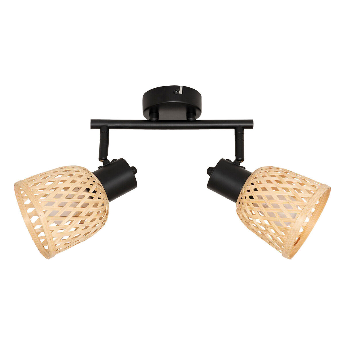 Candeeiro de parede LIO bege efeito ráfia com 2 focos