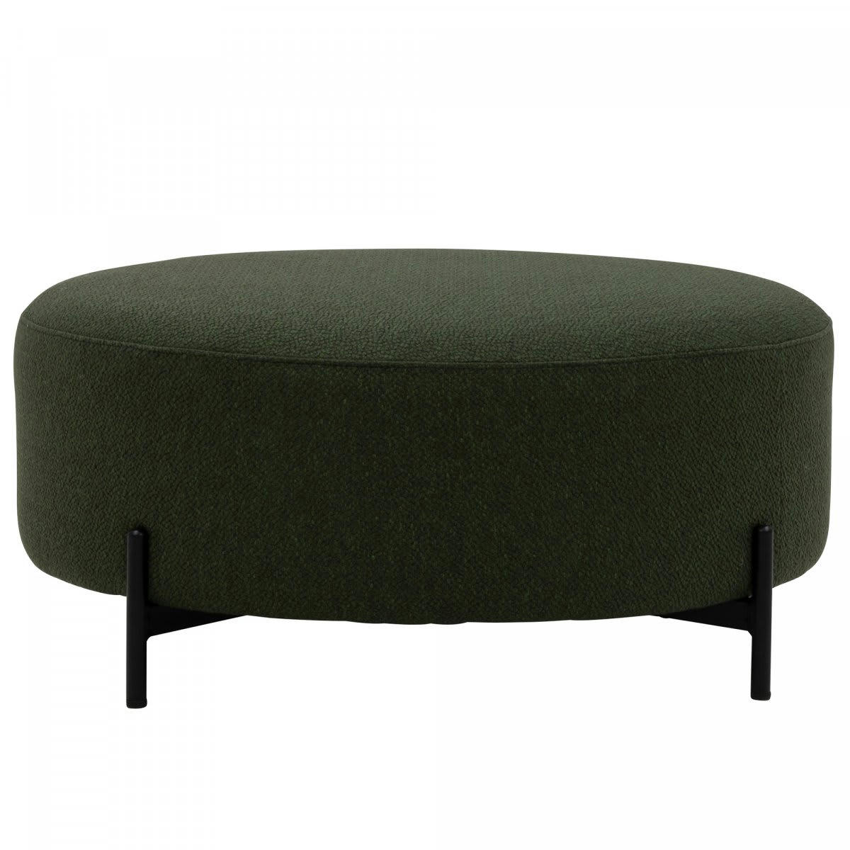 FOLIO - Grand pouf rond 80cm en tissu vert kaki