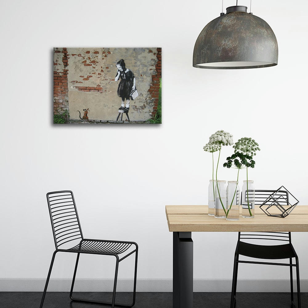 - Tableau impression sur toile Fille et Souris 60x80cm