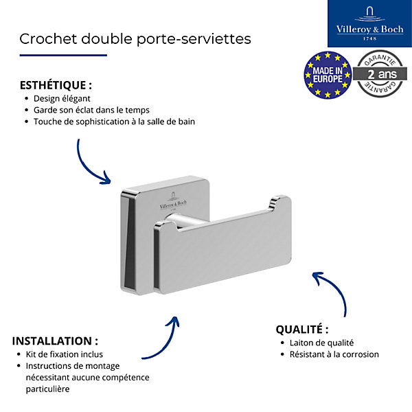 Crochet double VILLEROY ET BOCH Elements - Striking nickel brossé