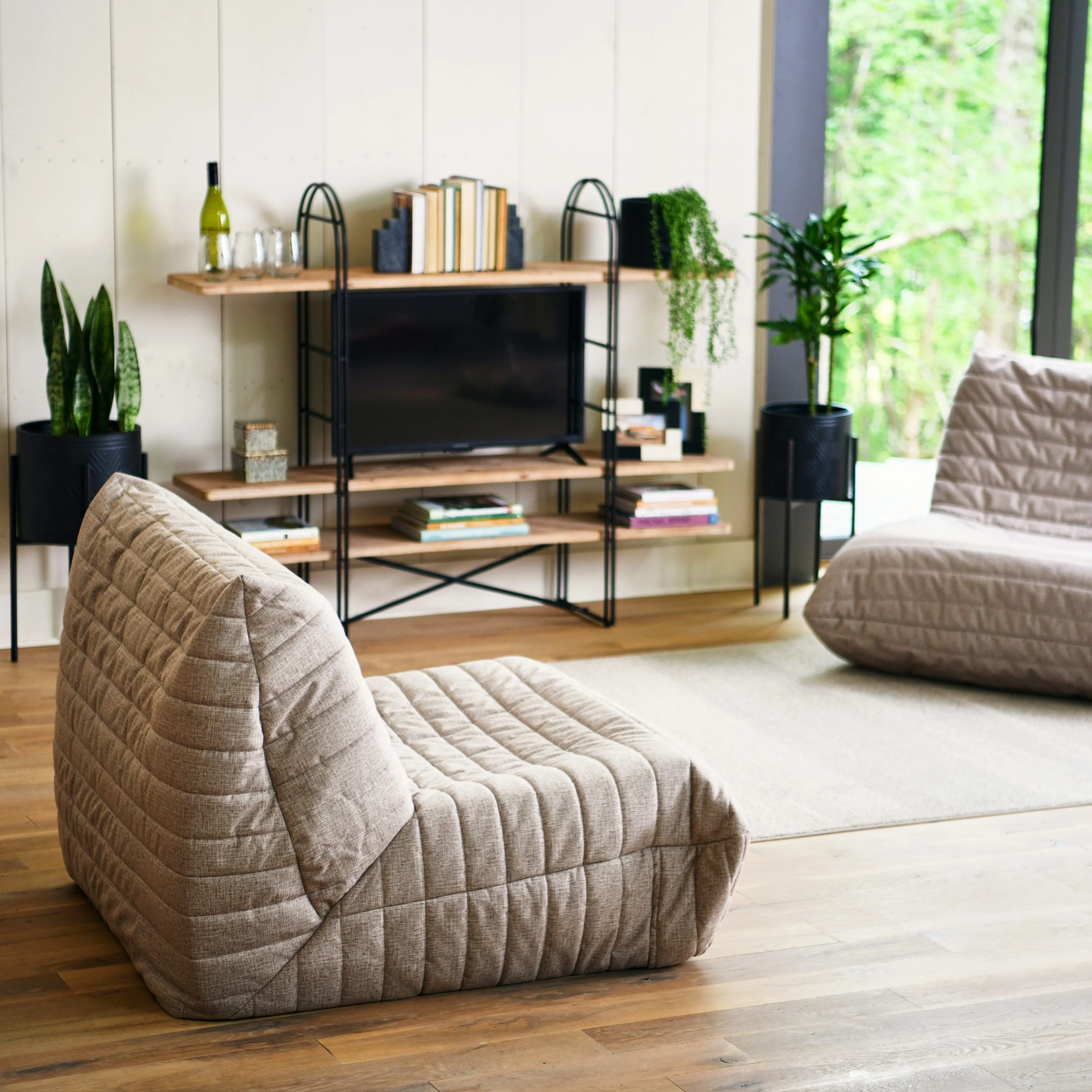 Wood and Metal Adjustable Shelving Unit - N/A