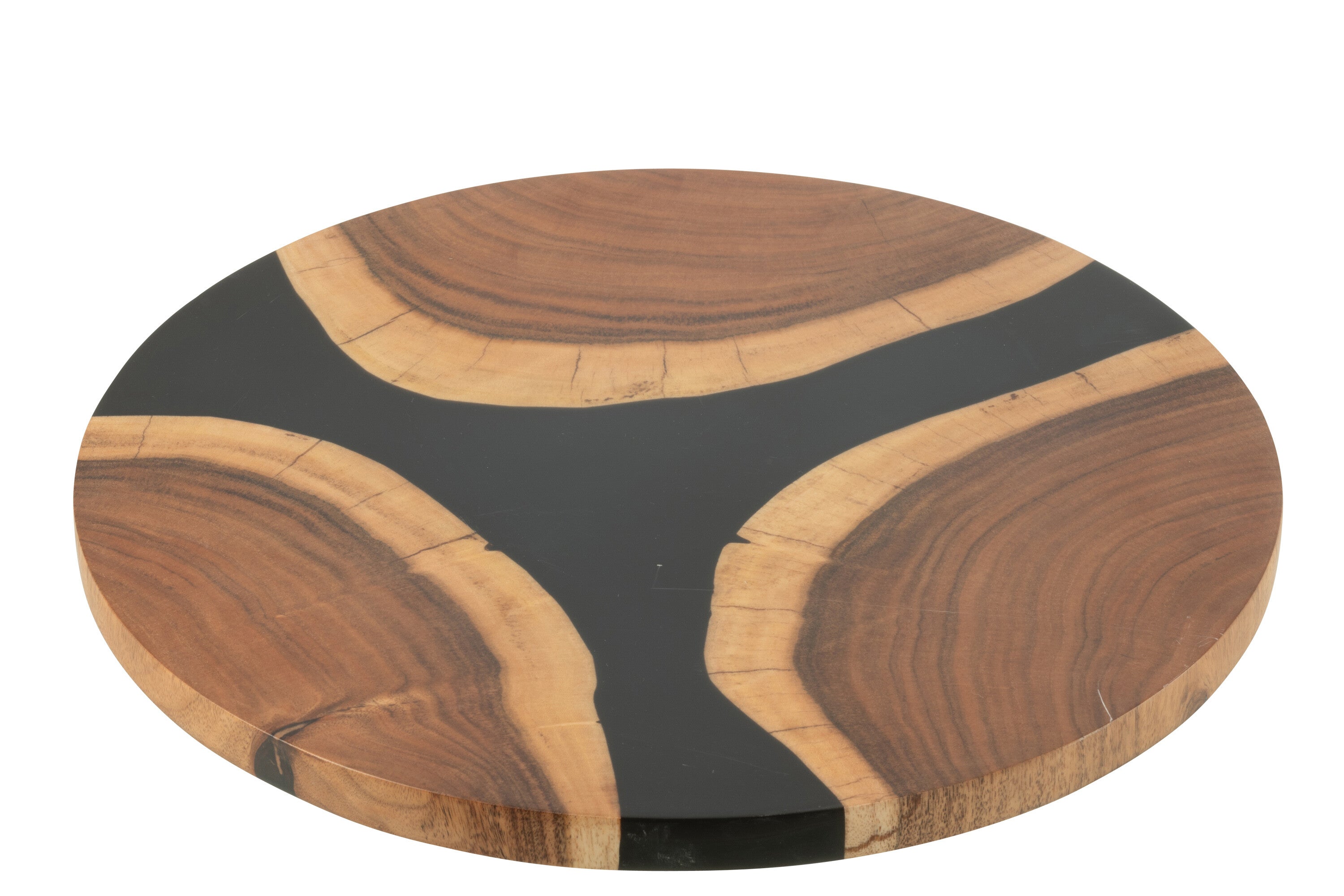 J-Line snijplank Rond - hout/epoxyhars - naturel/zwart