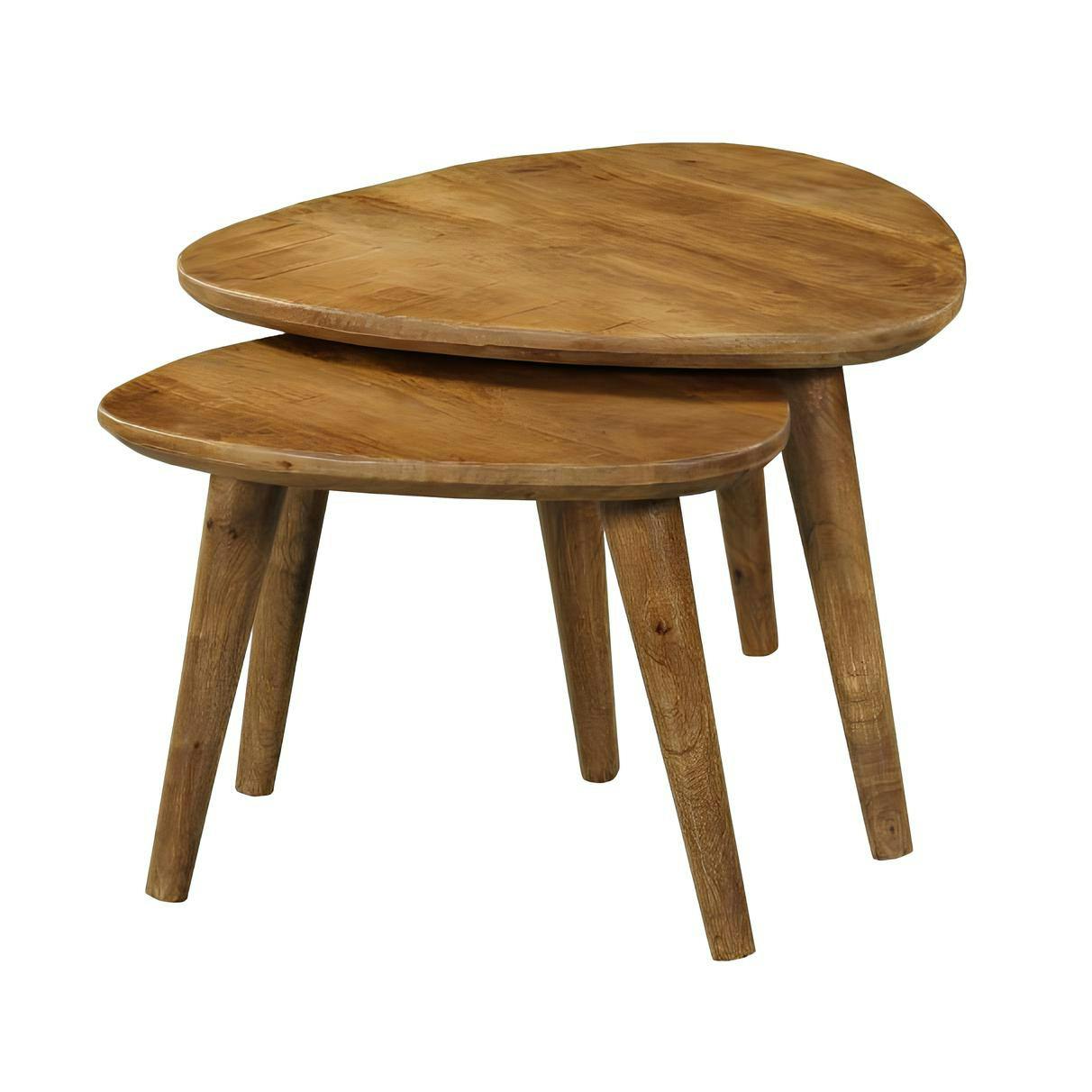 Bout de canapé design triangle en bois de manguier (lot de 2) ALMA