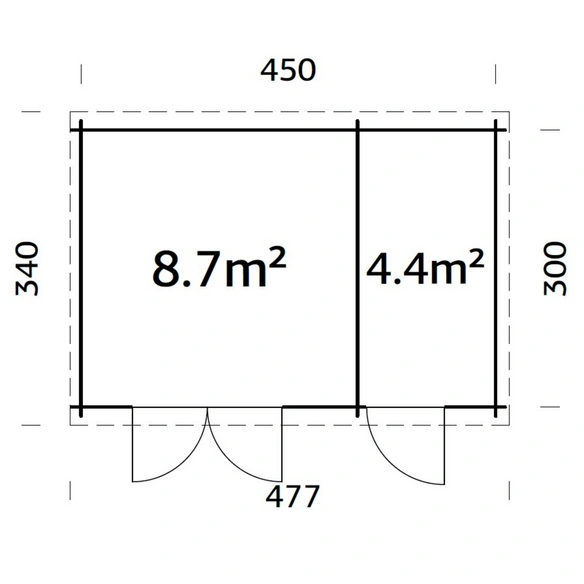Blockbohlenhaus »Ella«, Holz, BxHxT: 477 x 214 x 300 cm (Außenmaße inkl. Dachüberstand)