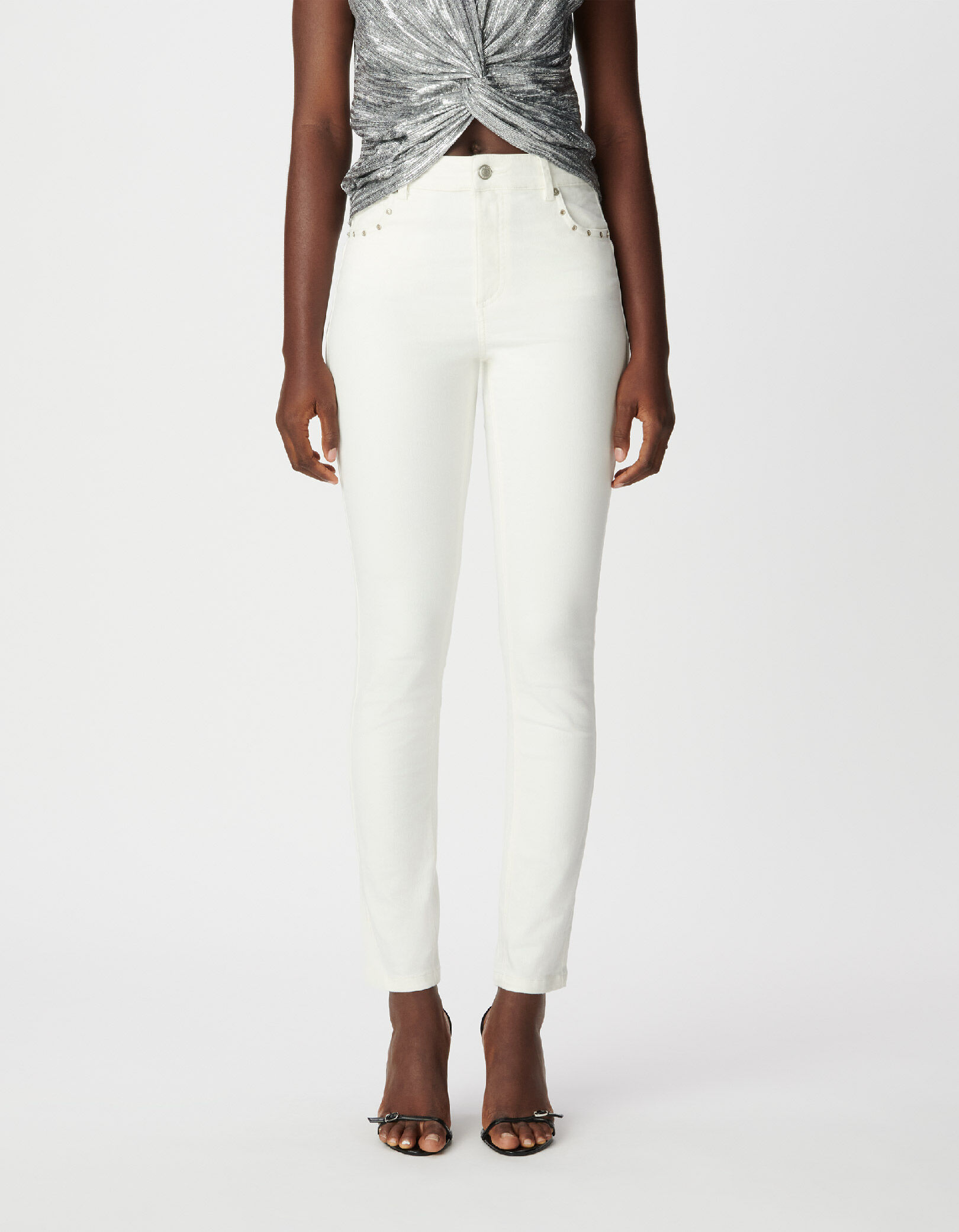 Jean slim blanc taille haute 7/8e Nina Femme