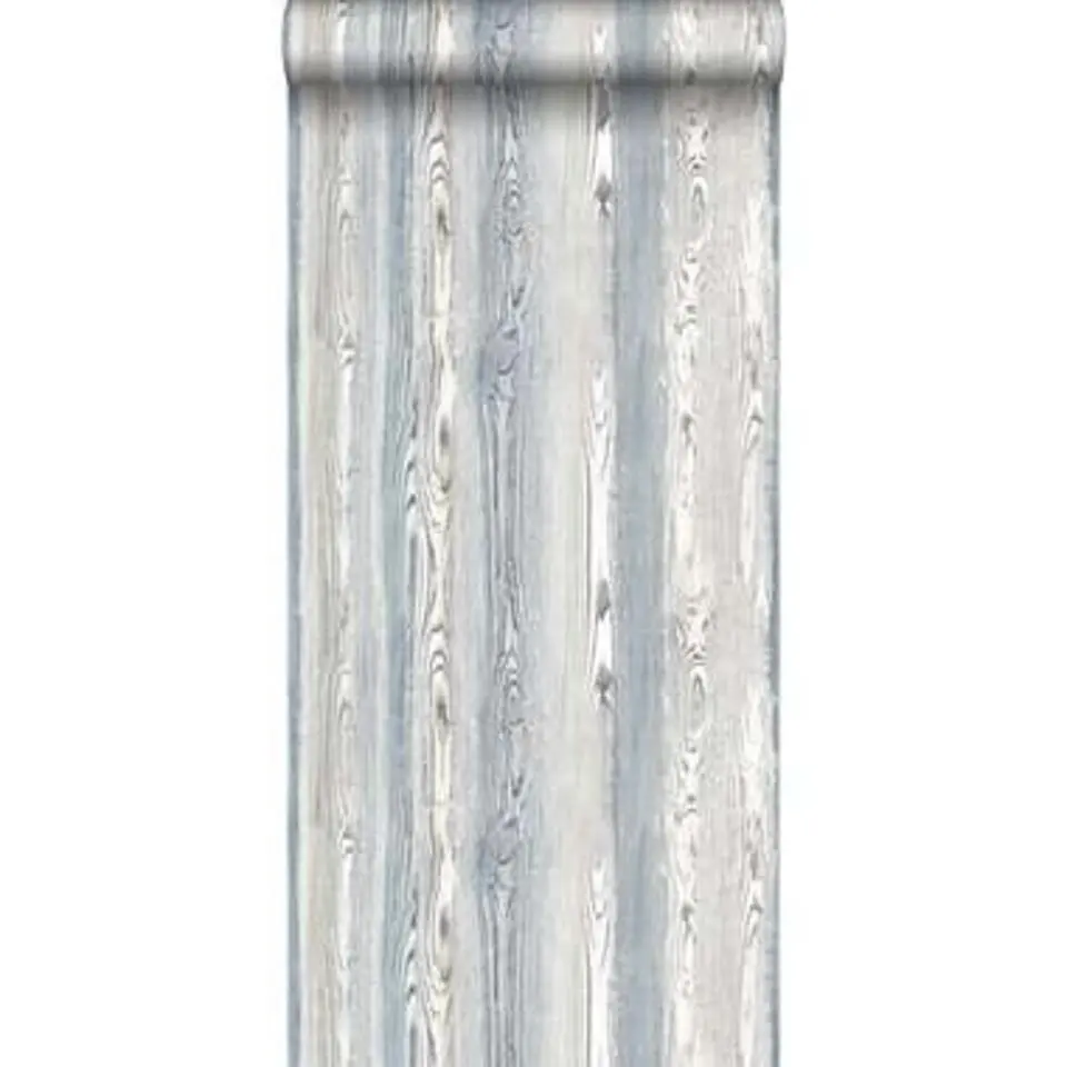 ESTAhome behang - hout motief - blauw en grijs - 53 cm x 10,05 m