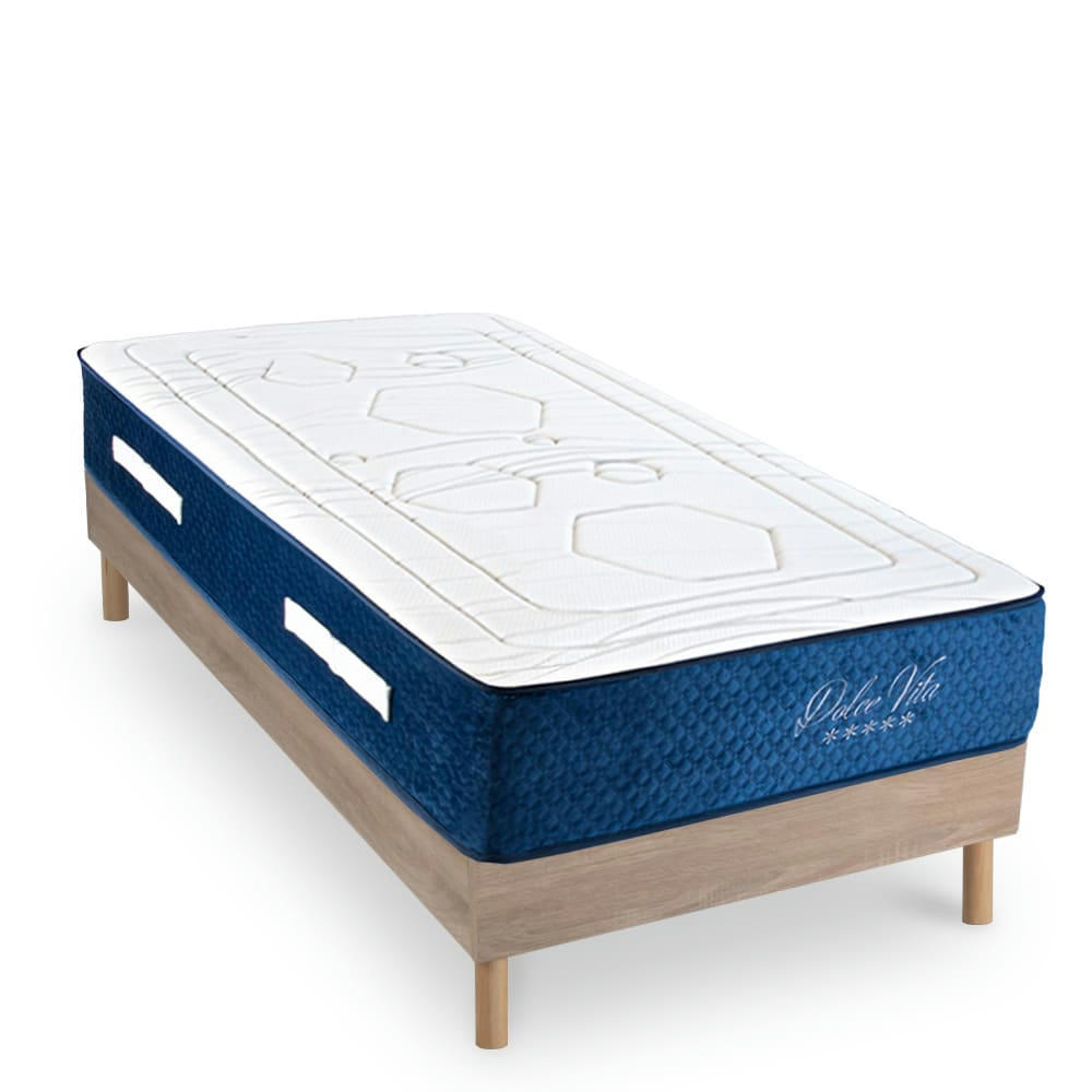 DOLCE VITA - Ensemble Matelas à Ressorts ensachés et sommier bois 90x190