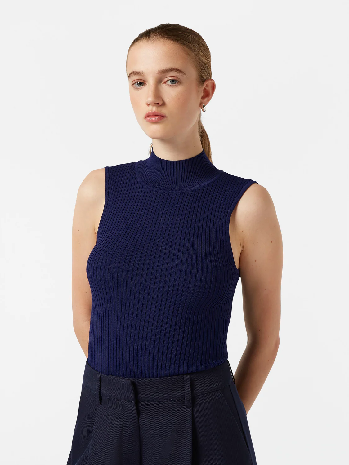 Ribbed Knit Turtleneck Tank
