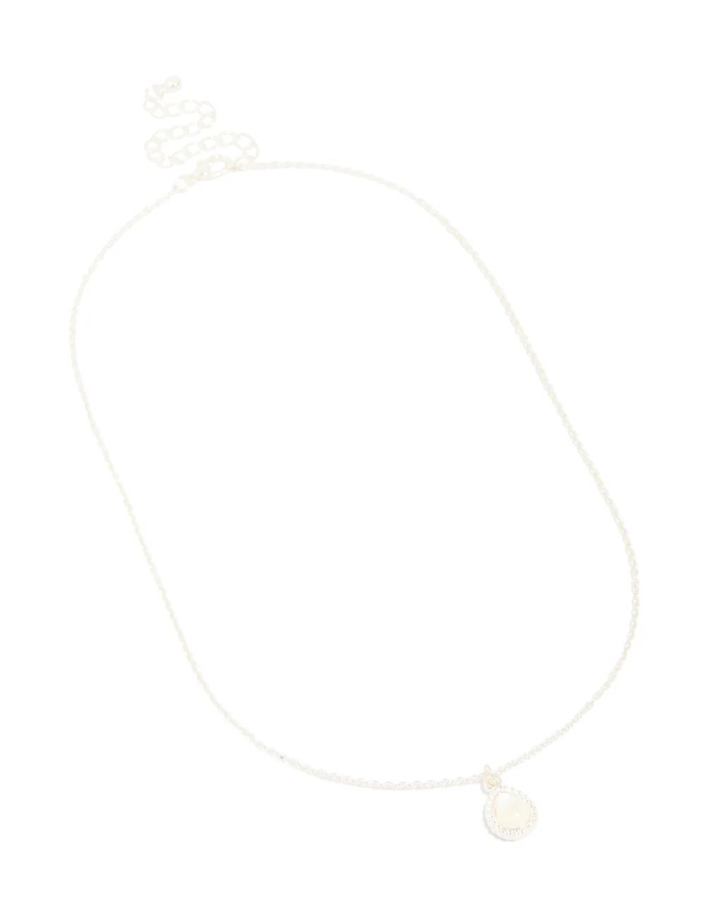 Silver Diamante Simple Teardrop Pendant Necklace