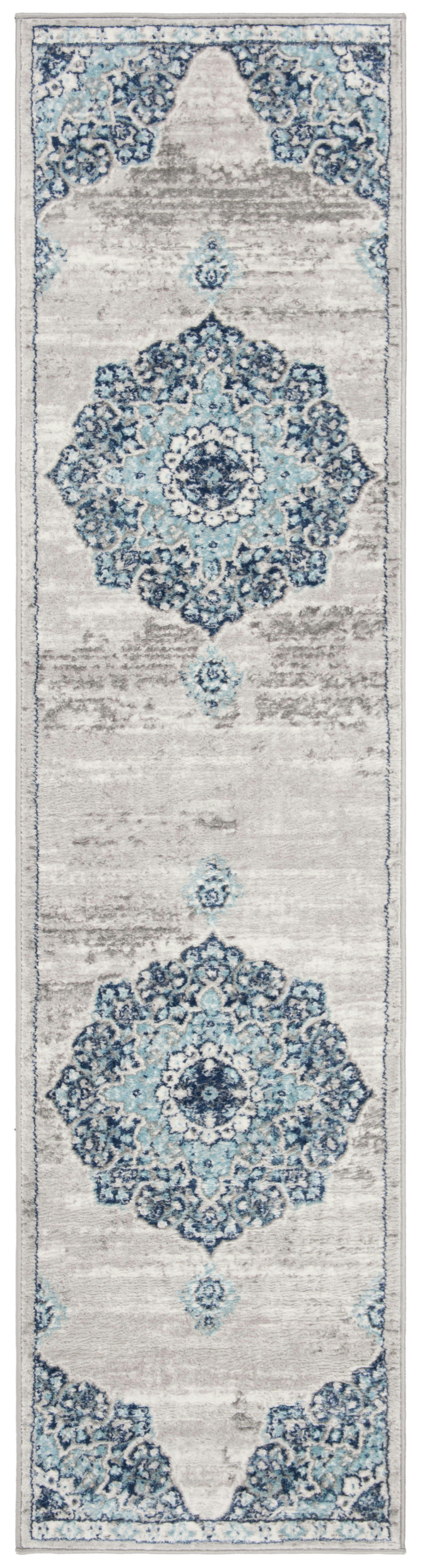 BRENTWOOD - Tapis de salon interieur en bleu marine & gris, 61 x 244 cm