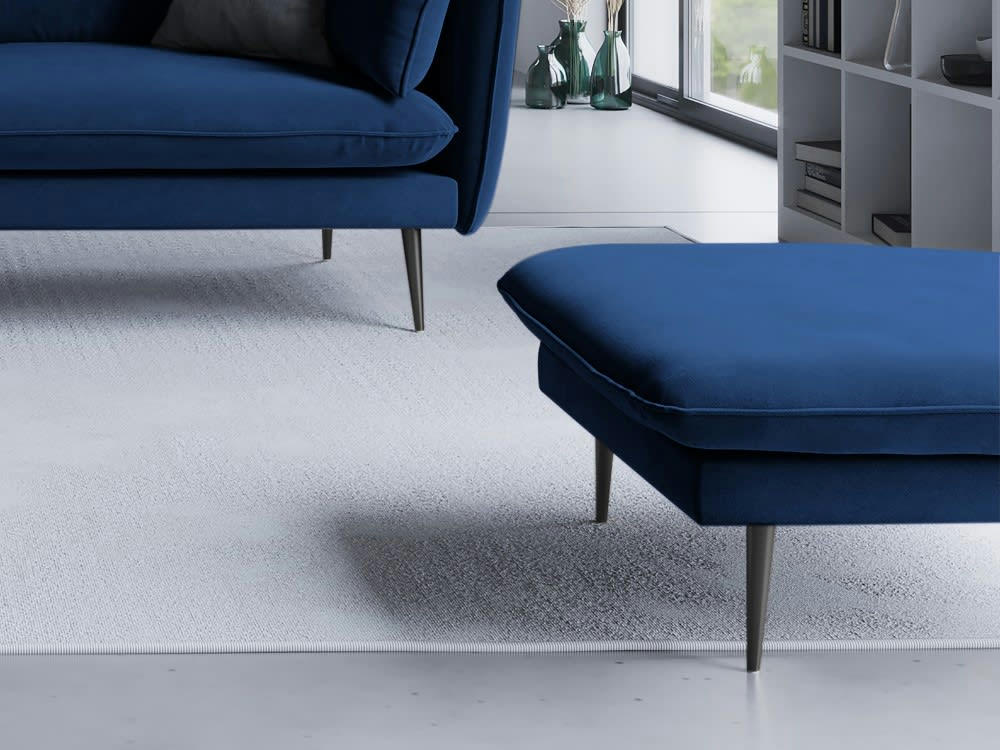 AGATE - Pouf en velours bleu roi