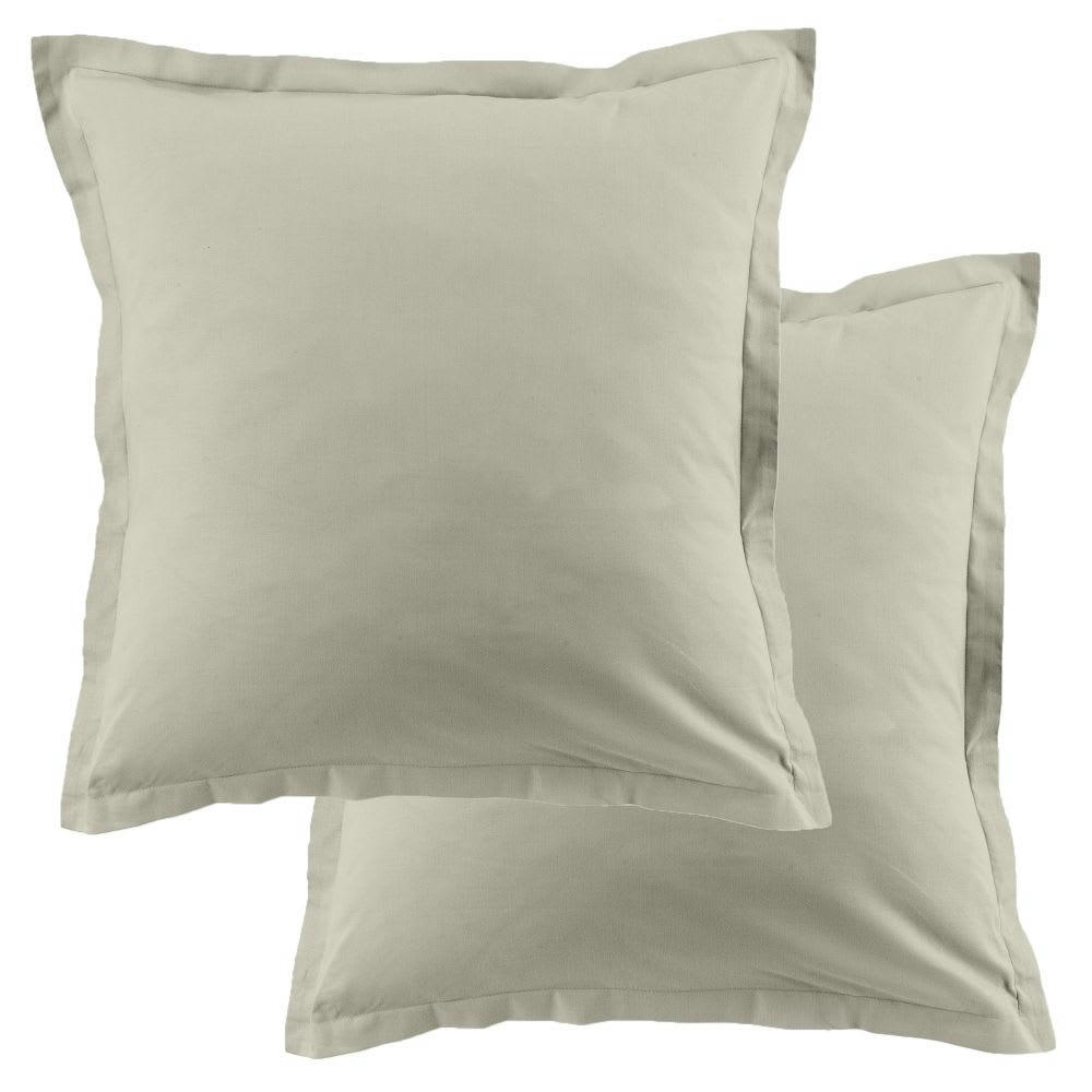 - Lot de 2 taies d'oreiller carrées coton beige 63x63 cm
