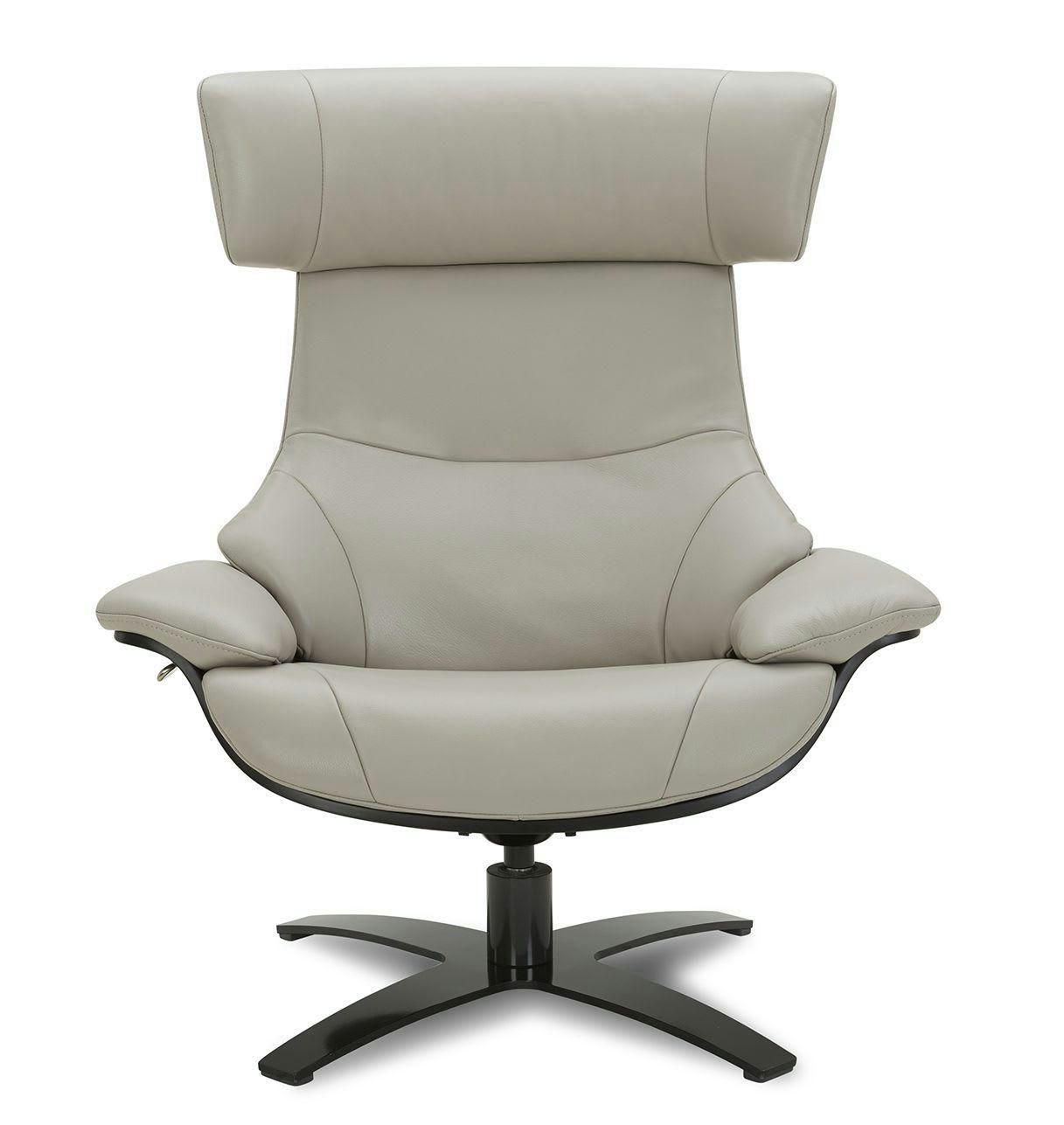 NAOS - Fauteuil en cuir et chêne noir - Cuir Gris