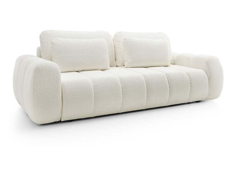 Sofa trzyosobowa Mooma rozkładana z pojemnikiem kremowa