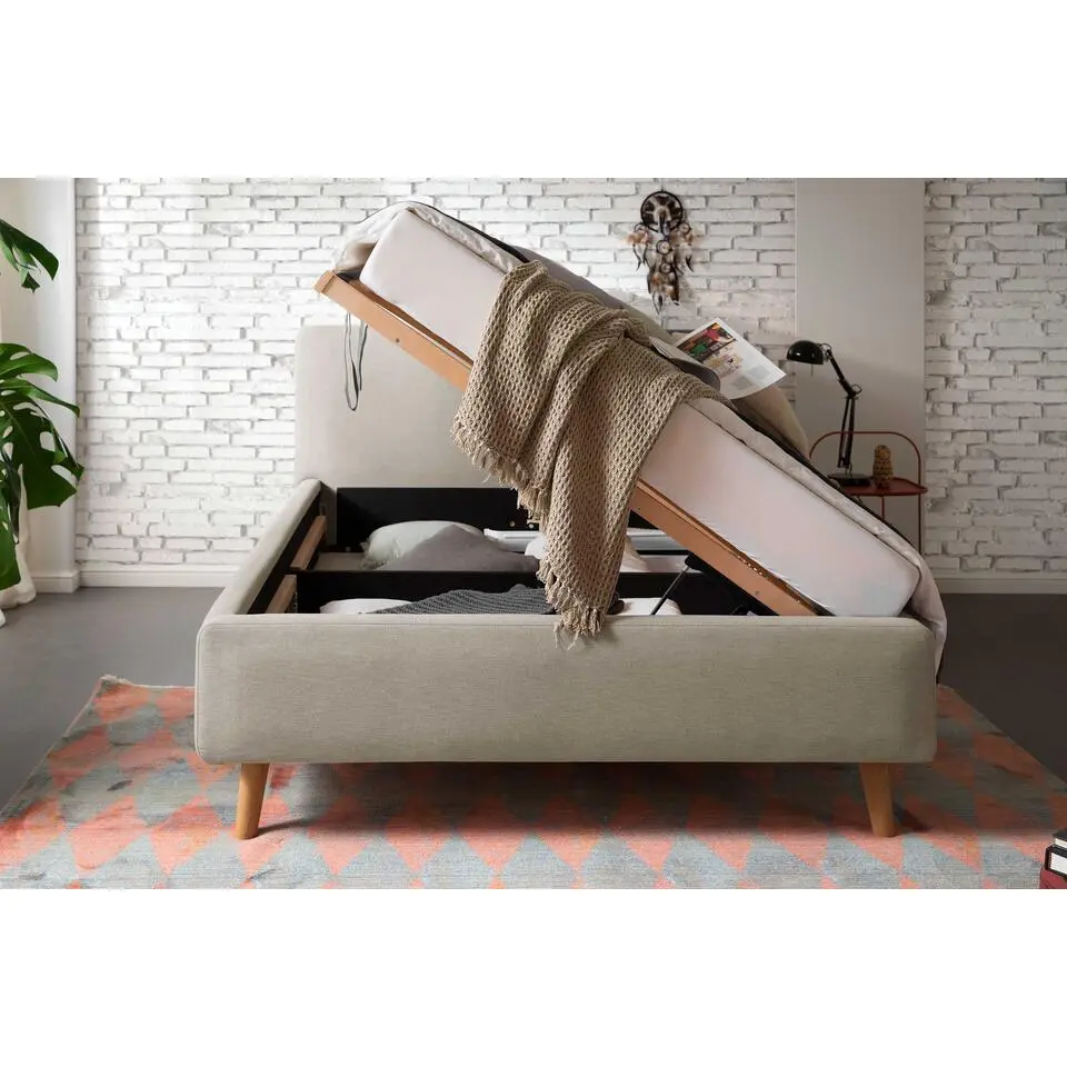 Bed Tony140x200cm met opbergruimte - taupe