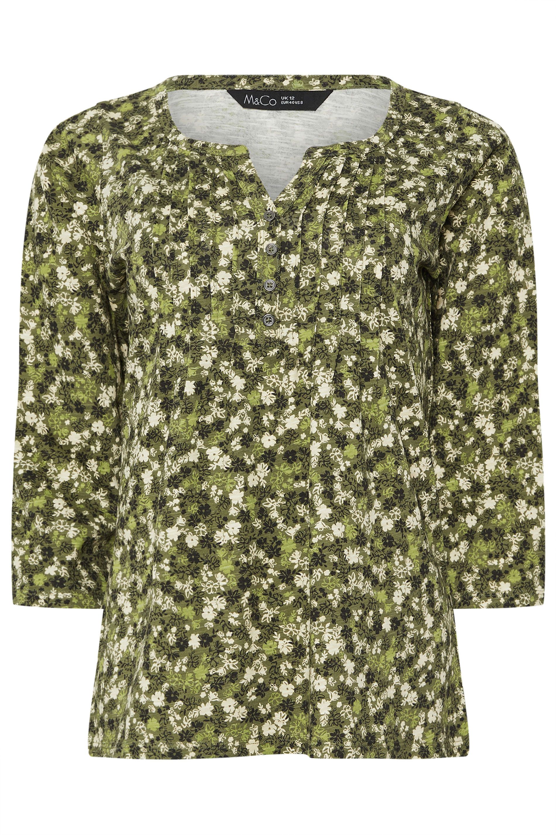 M&Co Ditsy Floral Henley Top