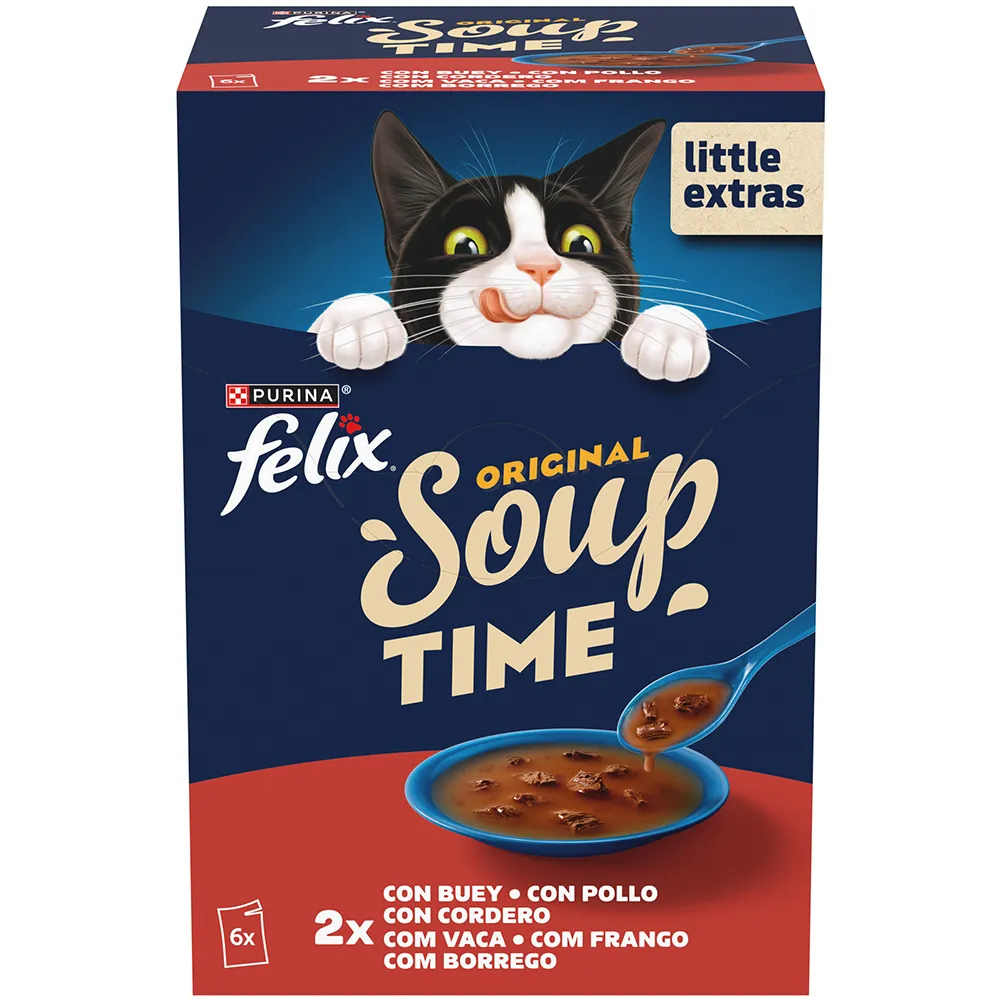 Purina Felix Beef Soup wet cat food 6x48g