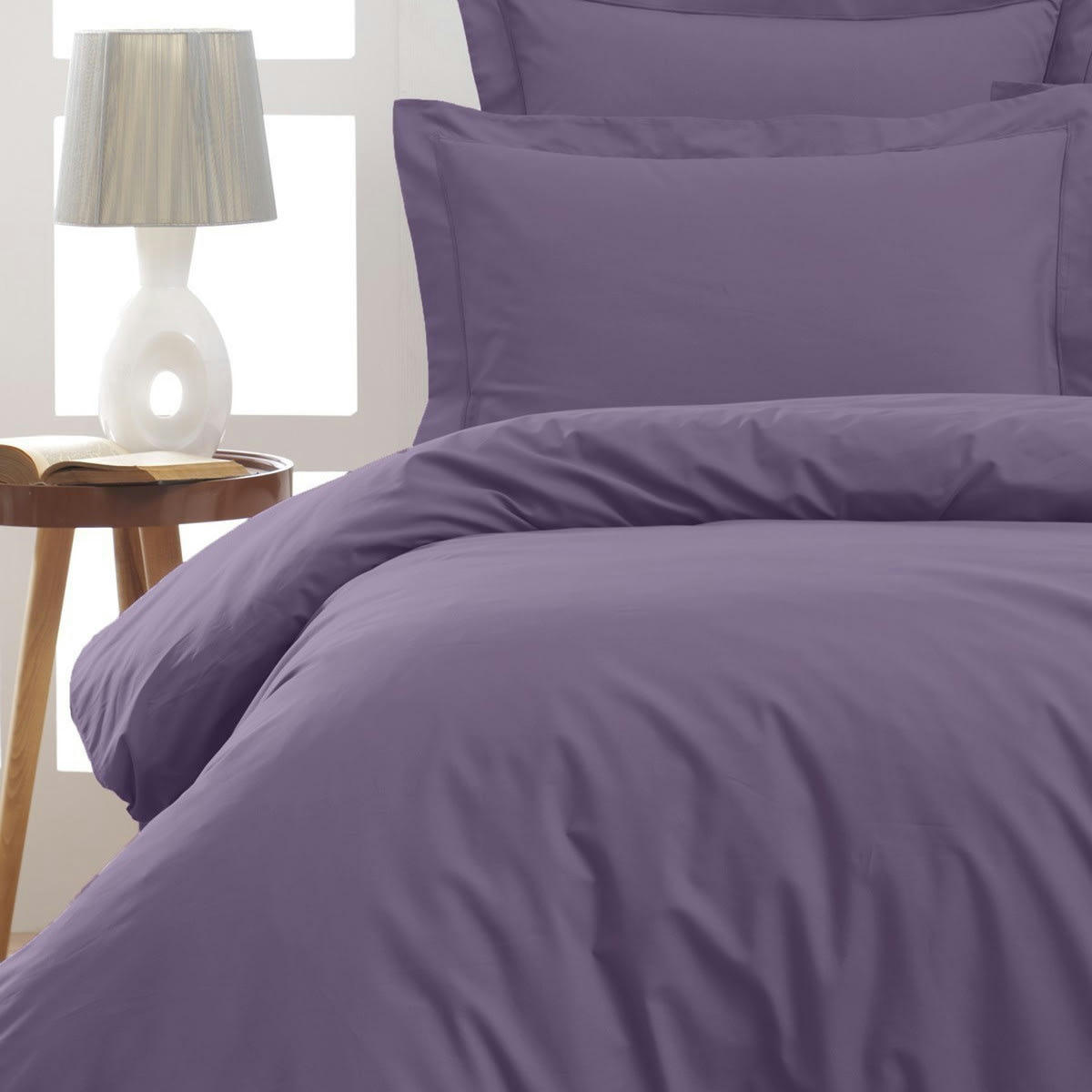 SOFT PERCALE - Drap plat en percale de coton  pourpre 270x300cm