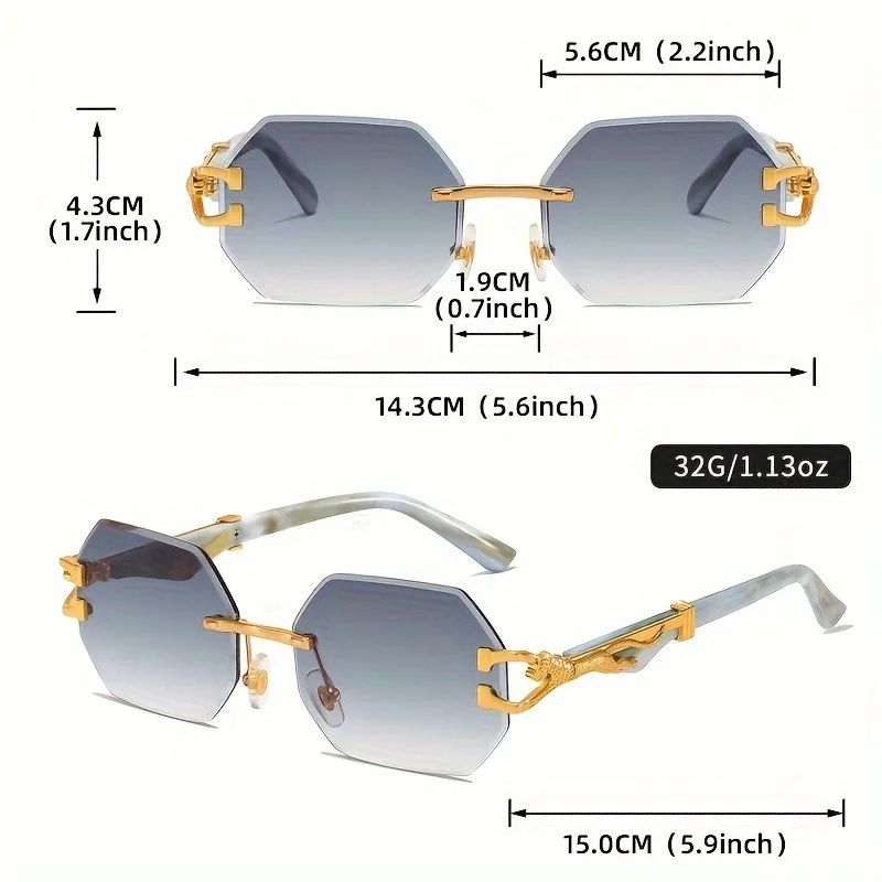 AJVANI Geometric Rimless Oval Sunglasses Shades