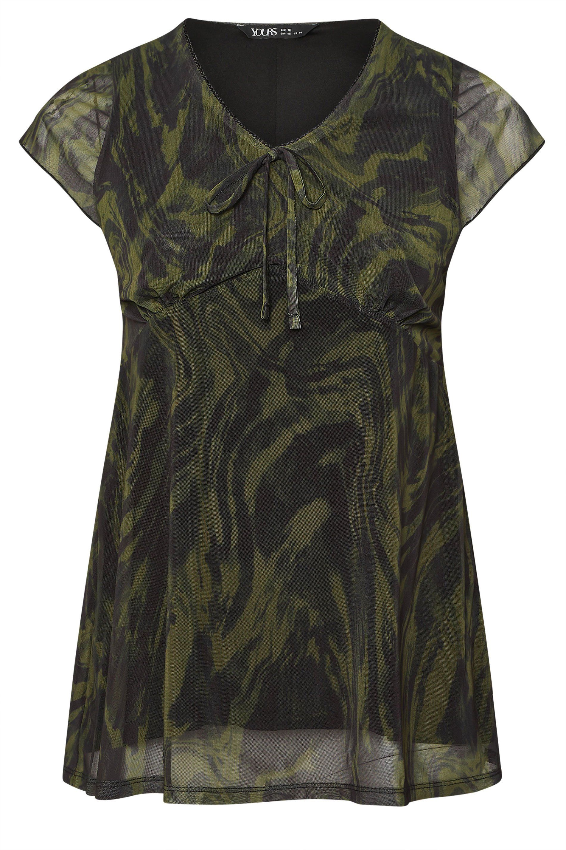 Yours Swirl Print Mesh Top