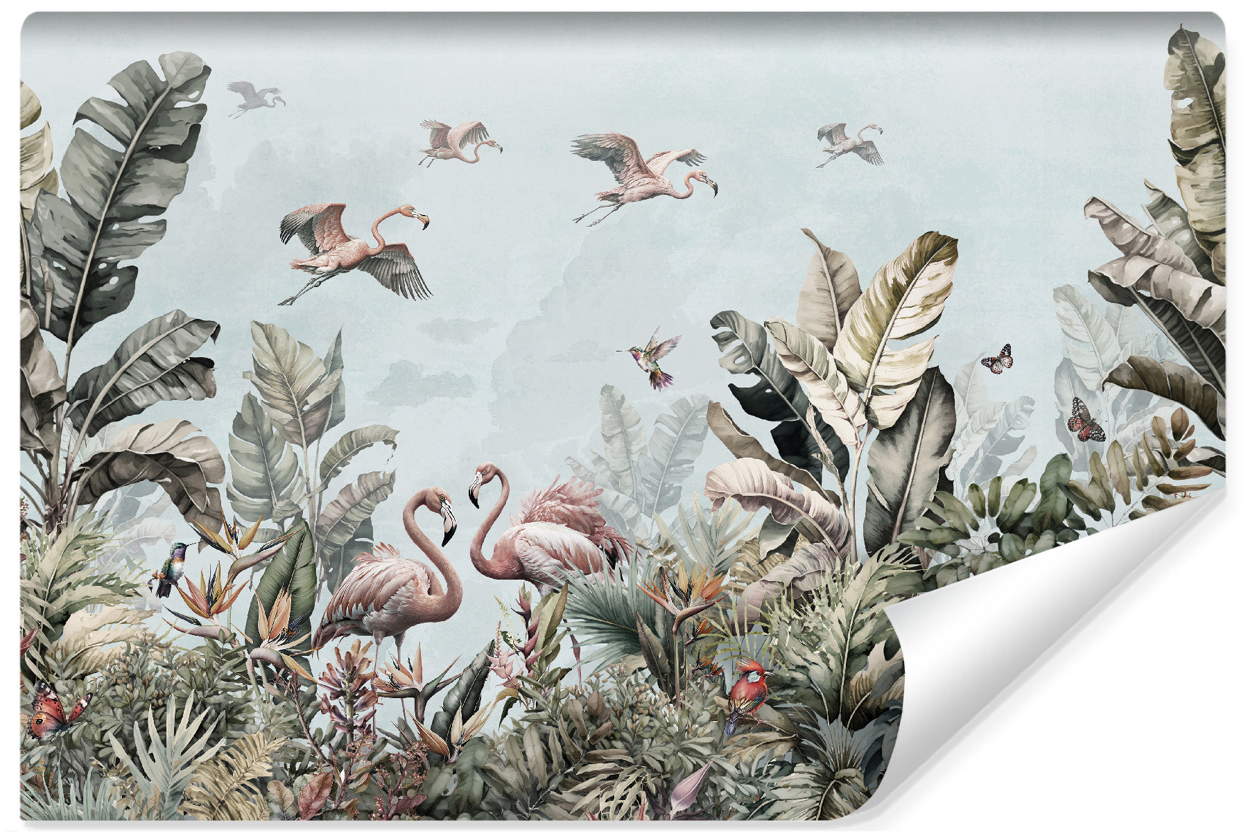 Fototapeta FLAMINGI Dżungla Liście Palmy 90x60cm