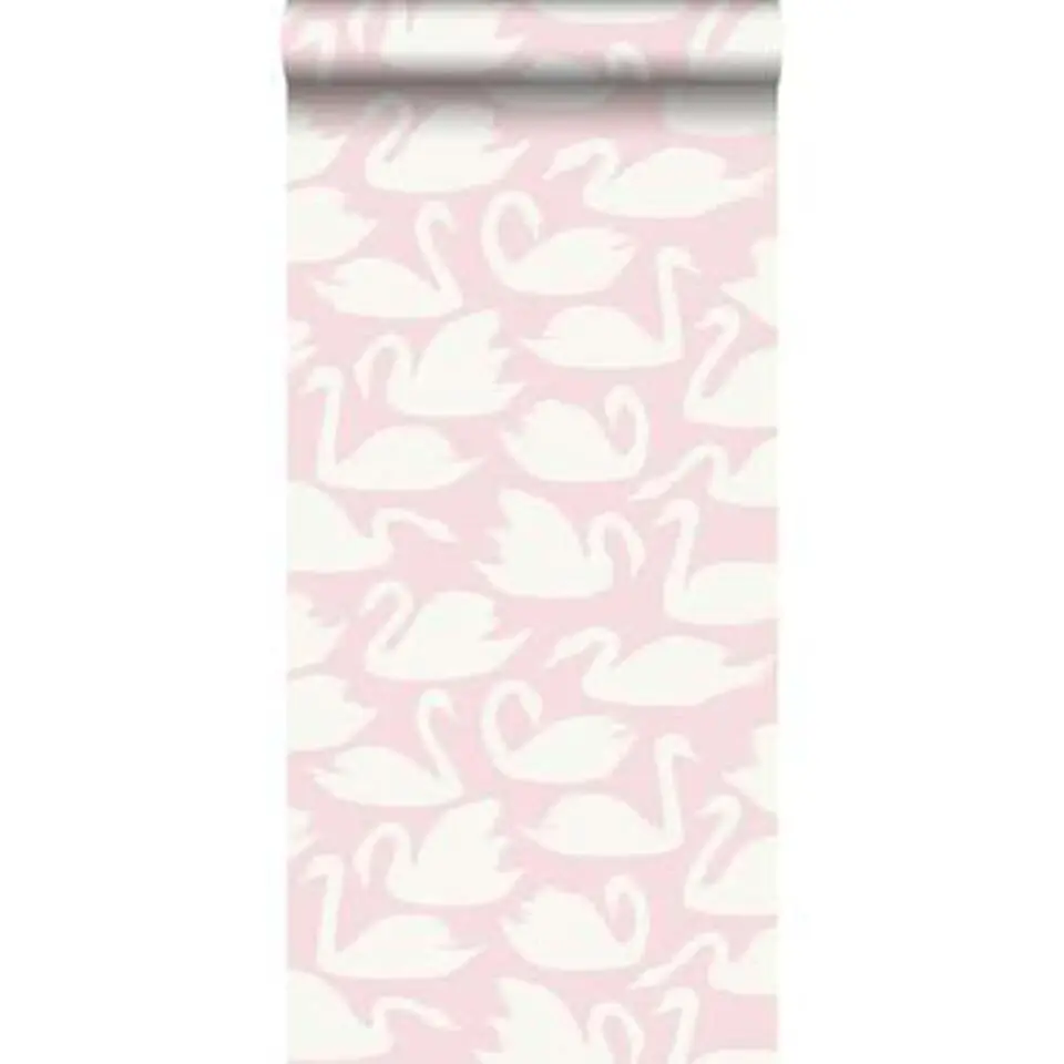 Origin behang - zwanen - roze en wit - 0.53 x 10.05 m