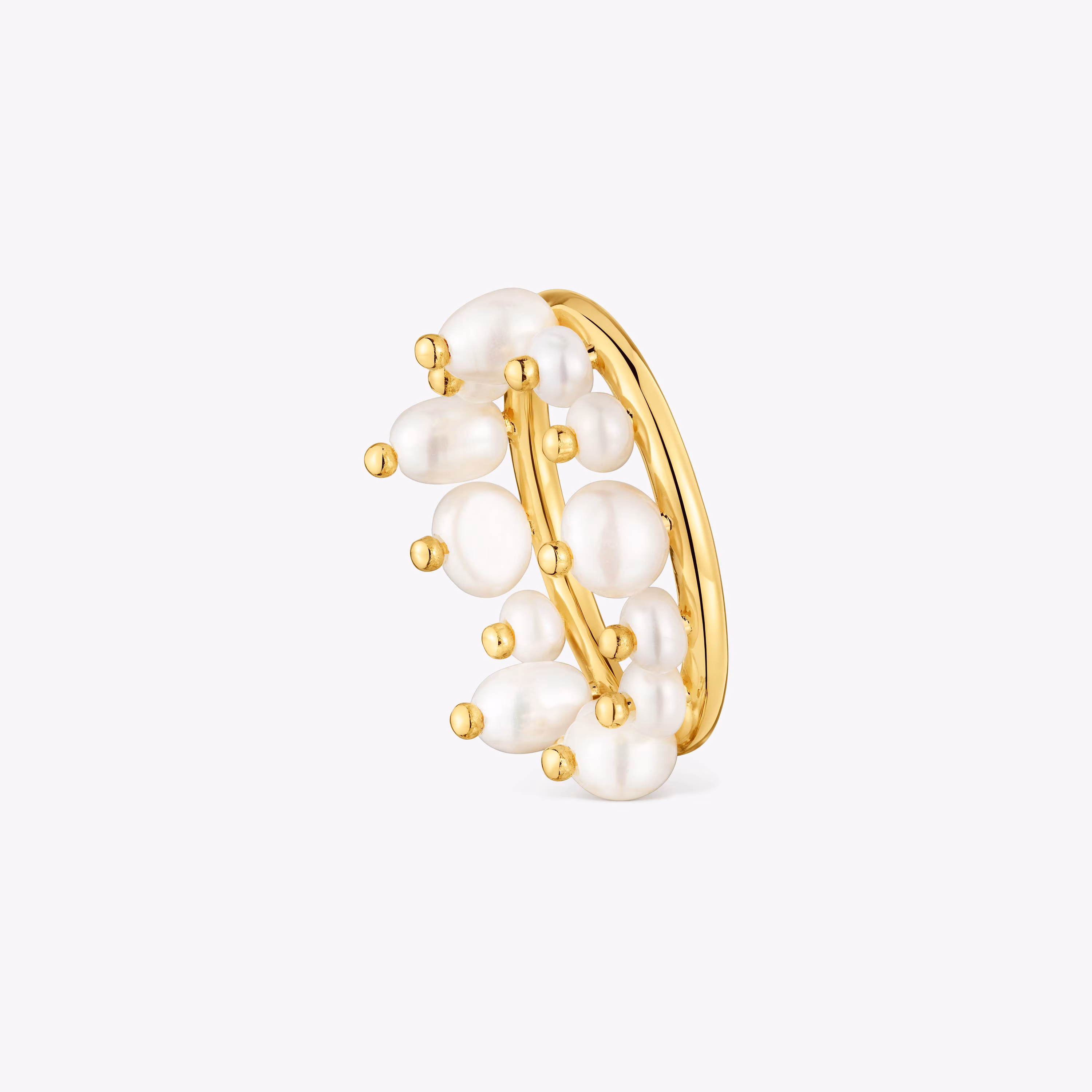Anillo pequeño con baño de oro 18 kt sobre plata y perlas cultivadas Sugar Party