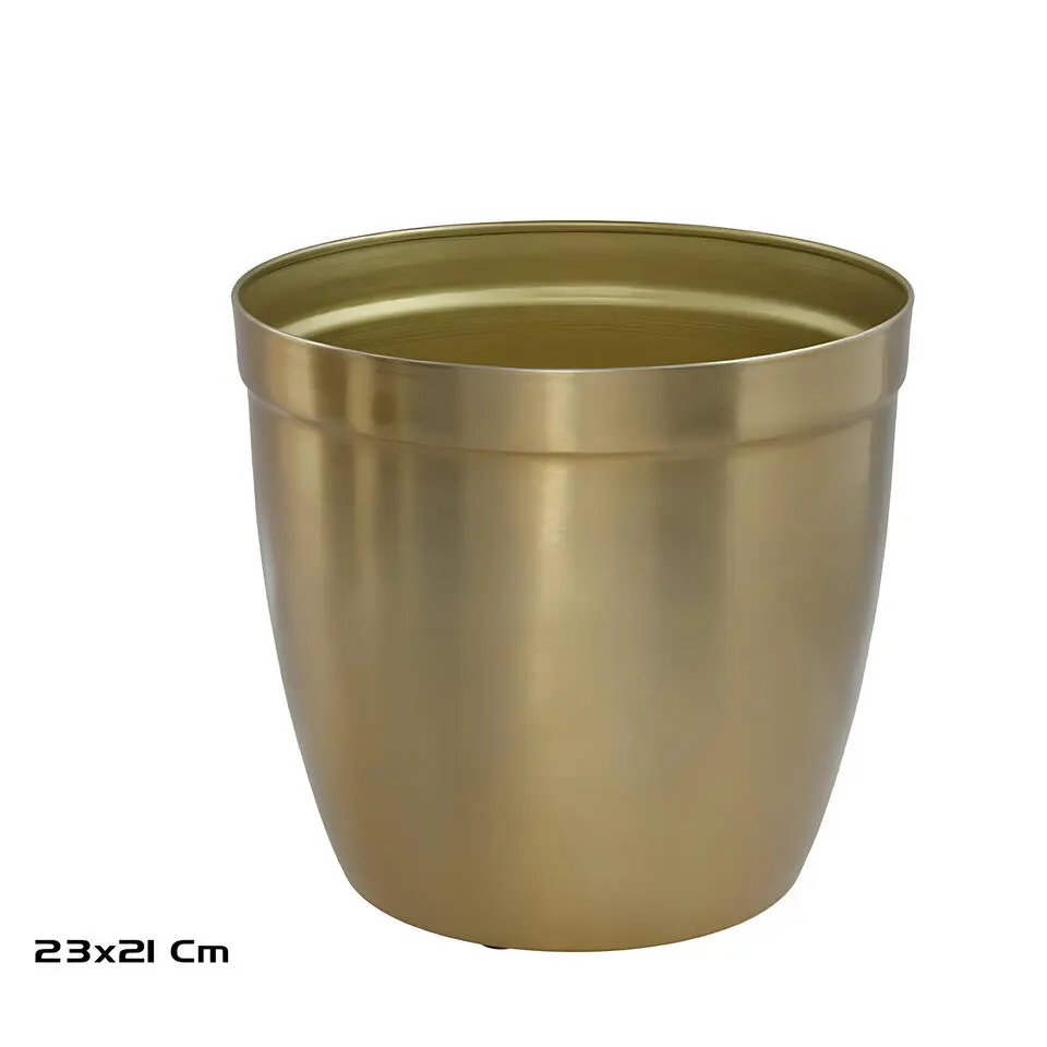 Gerimport bloempot Gea - goud - D23 cm - H21 cm - tuindecoratie