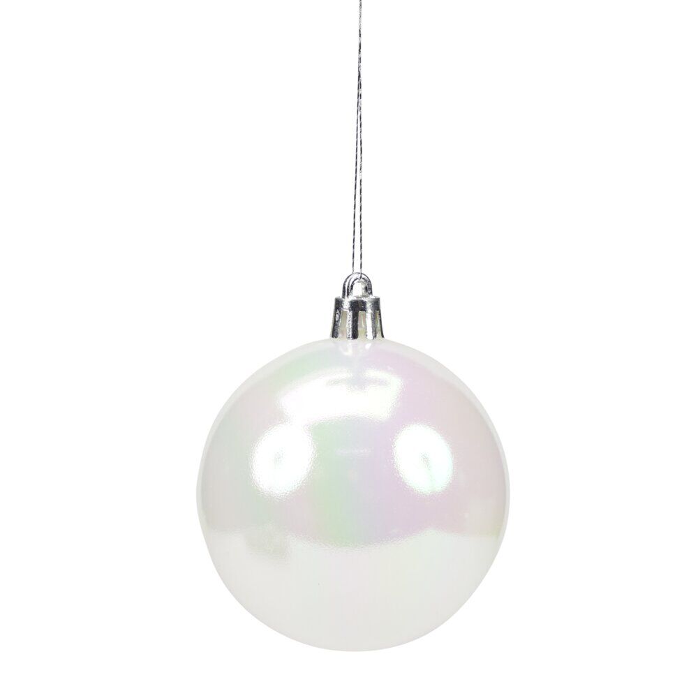 Boule de No&euml;l x8 blanc et irisé Ø7cm