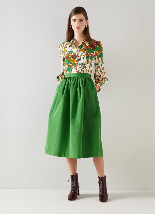 Olsen Green Taffeta Skirt