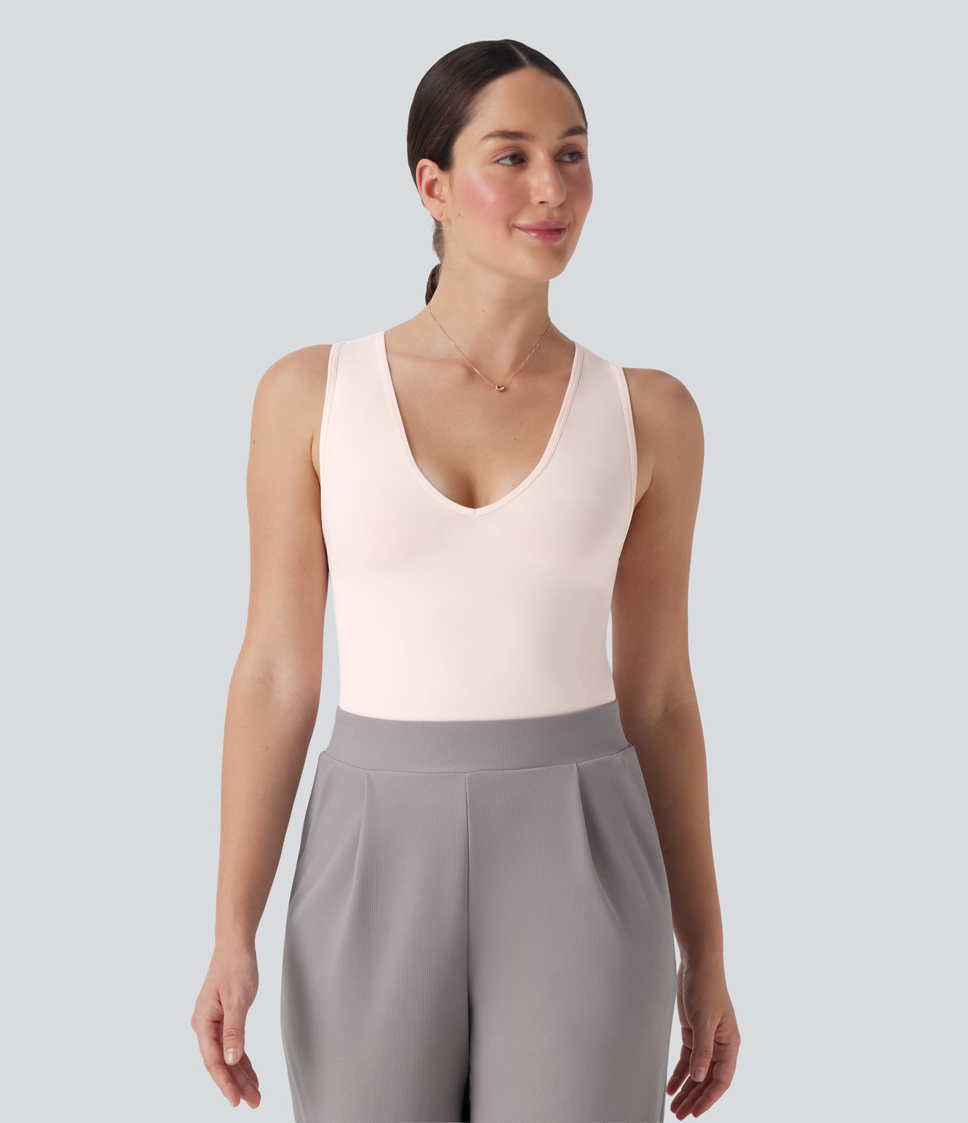 Combinaison de travail gainante col V sans manches sans couture OneForm Seamless Flow - Édition Easy Peasy