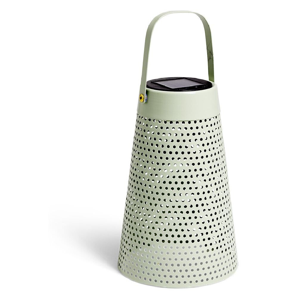 Lampe nomade solaire Faro métal perforé vert Ø12,8xH20cm