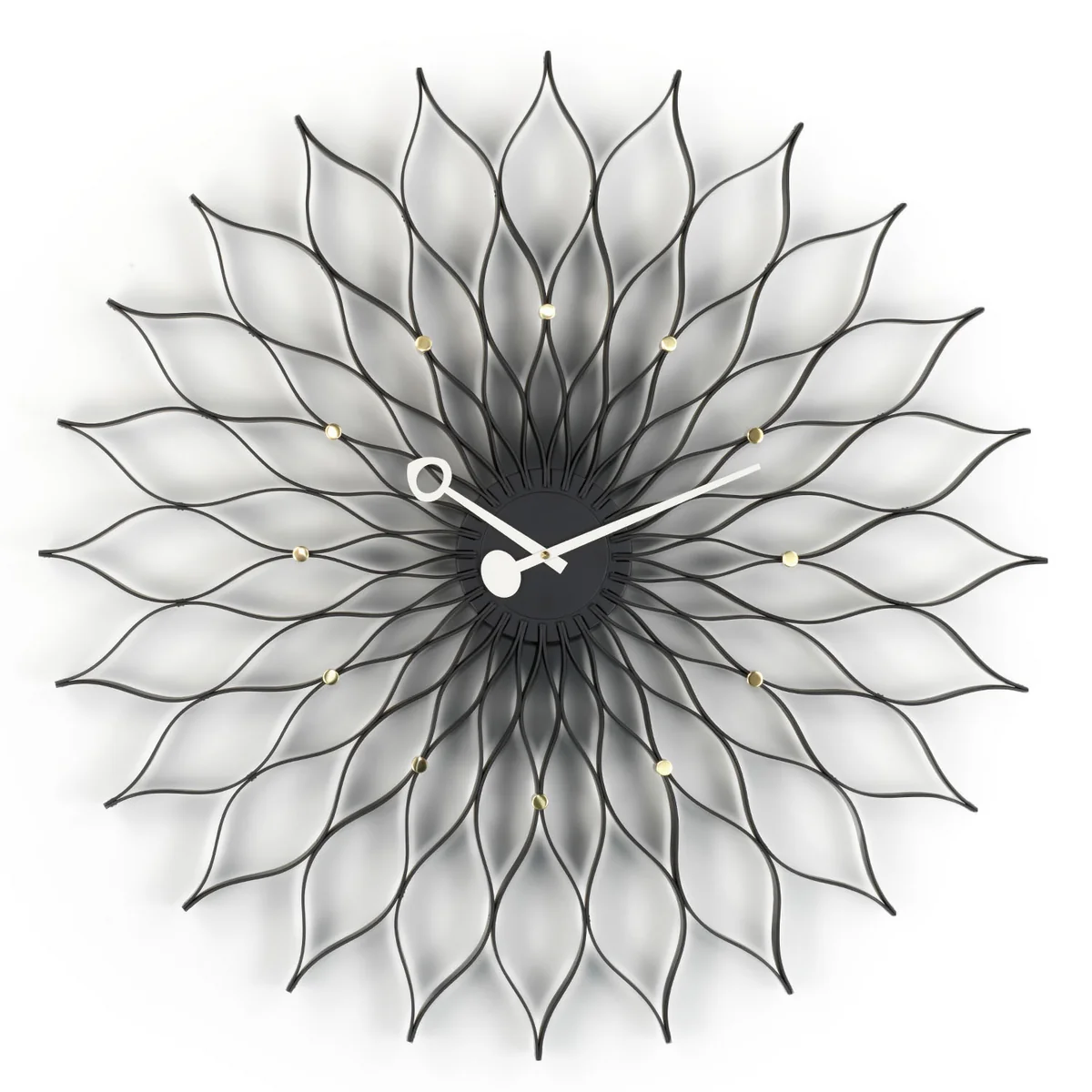 Vitra - Sunflower Clock, Esche schwarz / Messing