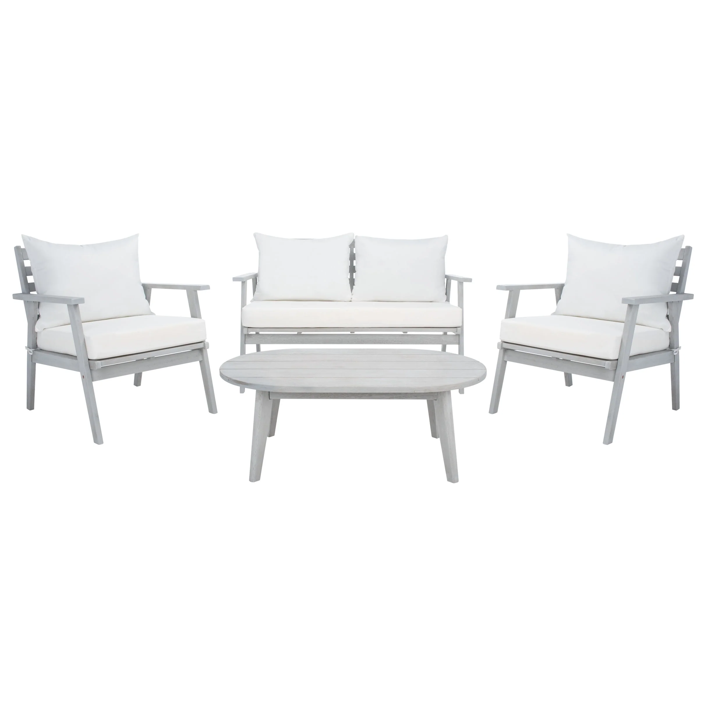 SAFAVIEH Outdoor Lupe 4-Piece Conversation Patio Set - 49W x 31D x 30H