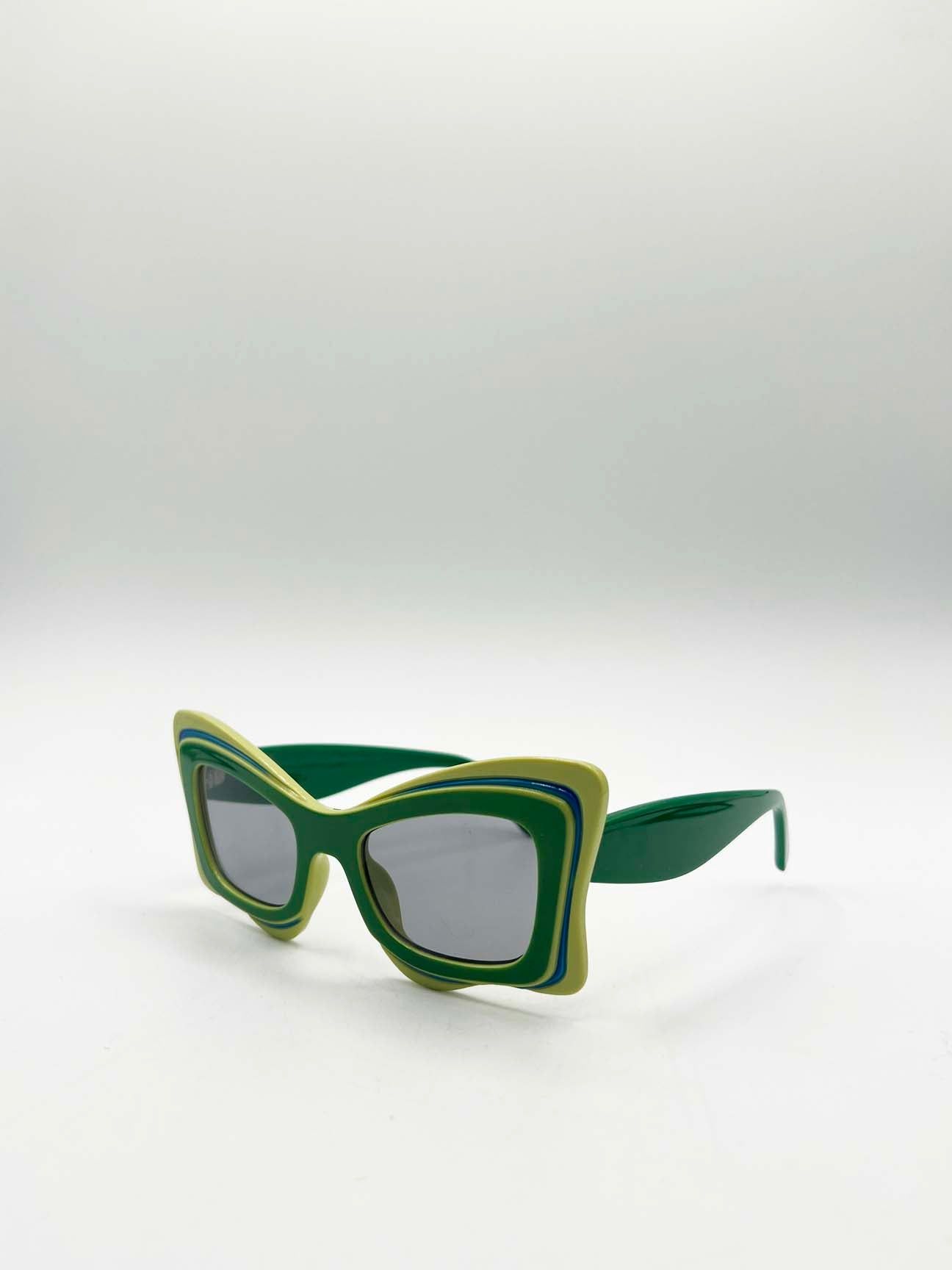SVNX Bold Butterfly Cat-Eye Sunglasses Green Lime